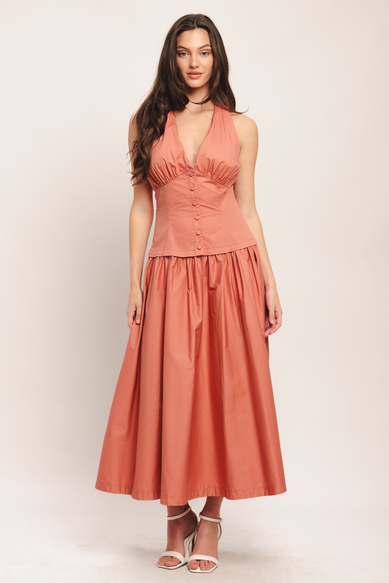 SUNSET MUSE PINK MIDI DRESS