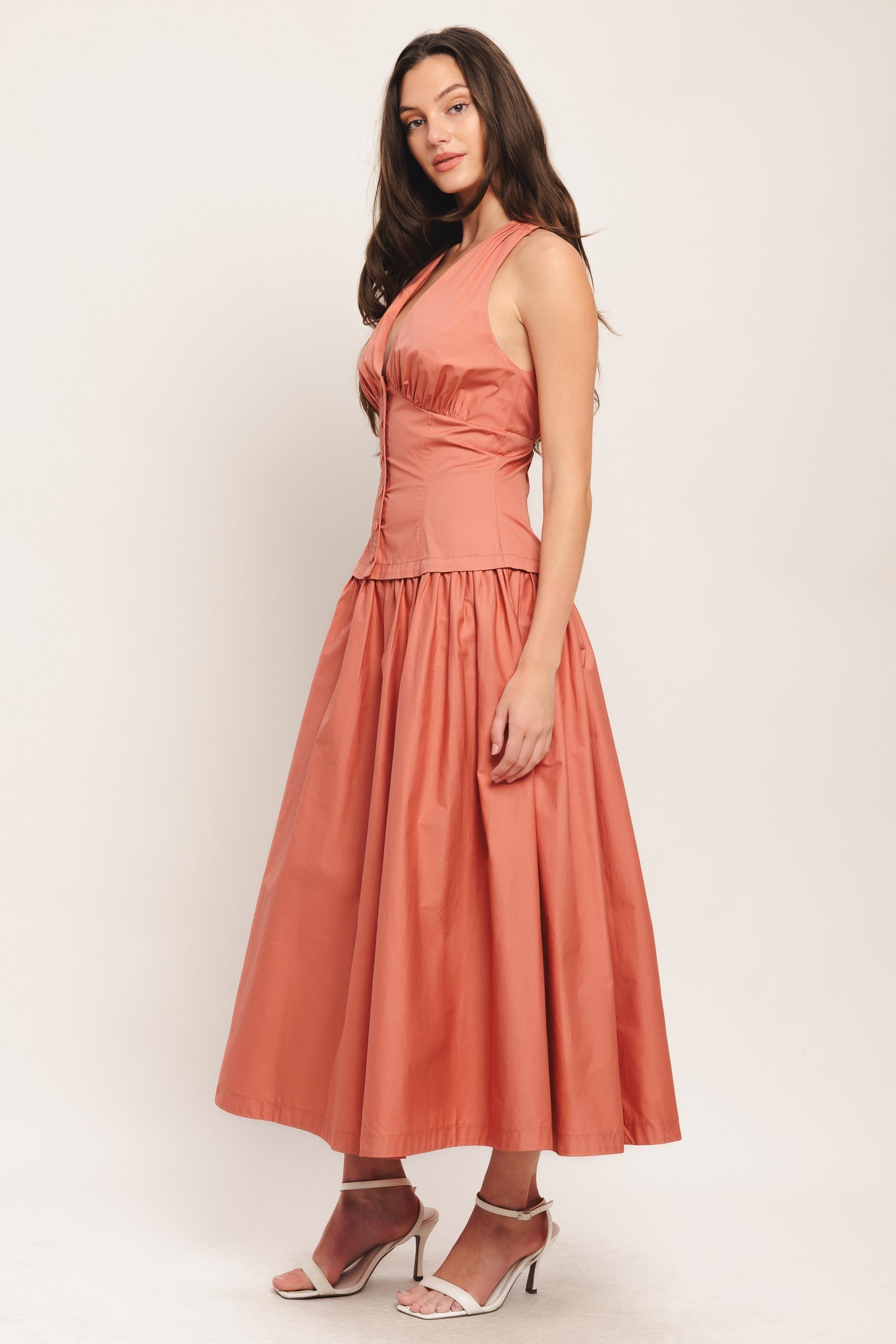SUNSET MUSE PINK MIDI DRESS