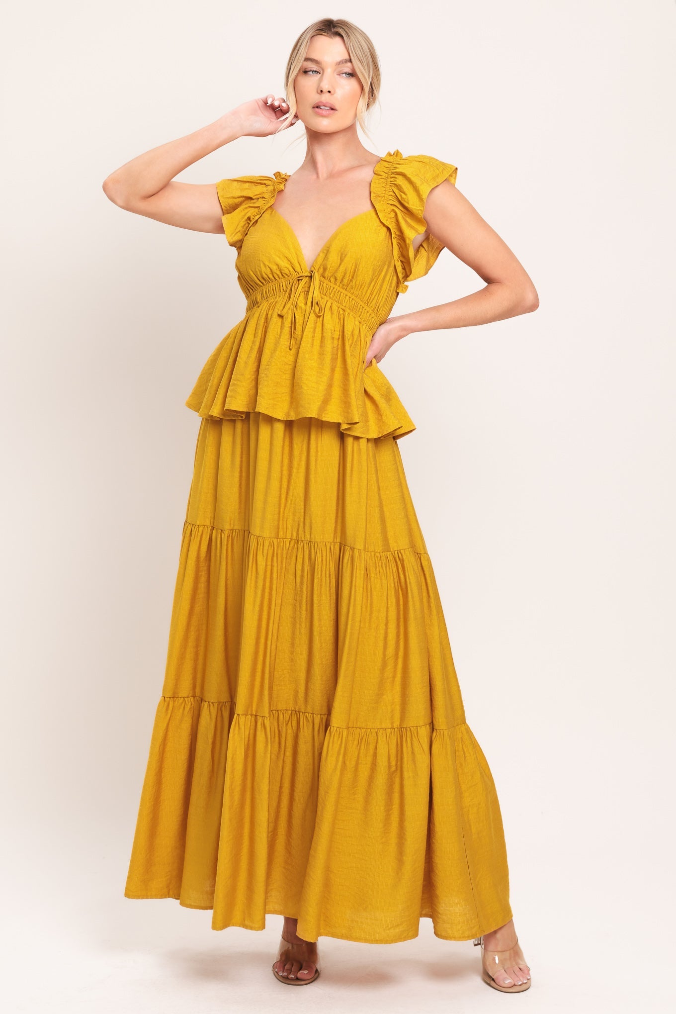 FALLING FOR YOU - MUSTARD YELLOW MAXI DRESS