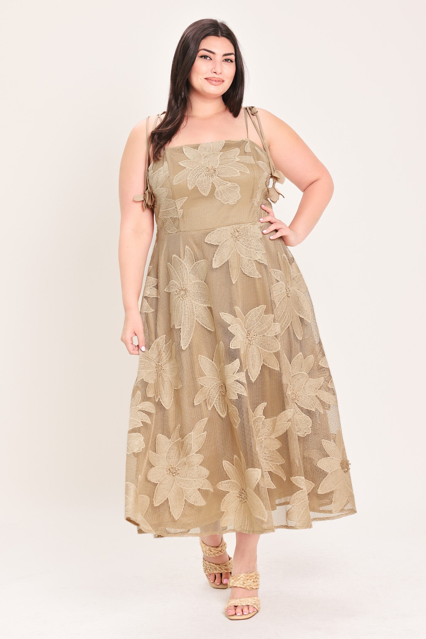 Sahara Sands - Floral Lace Midi Dress
