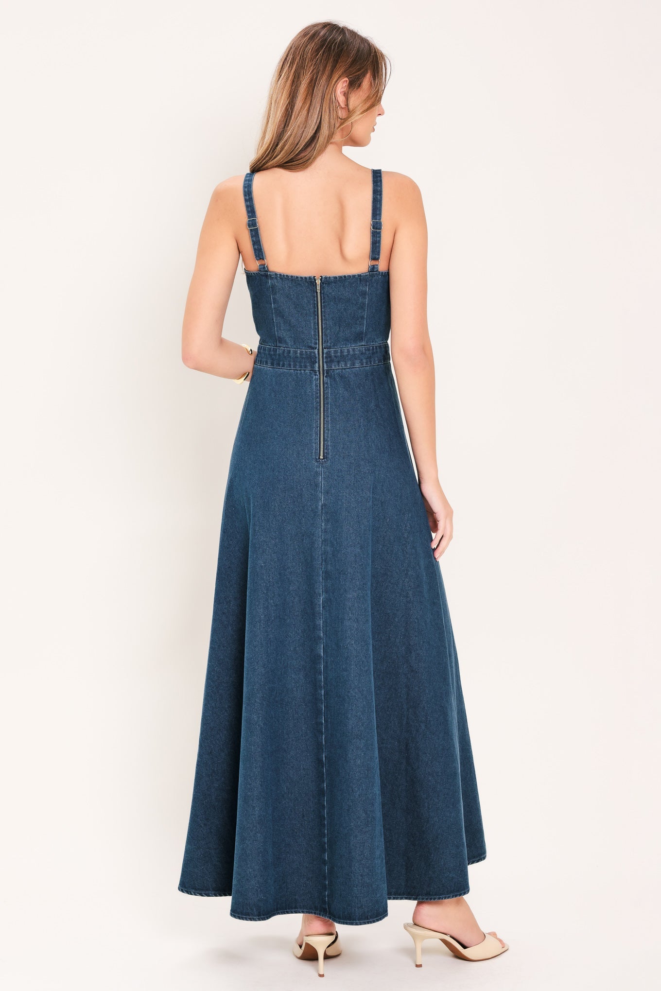 LILY BLOOM DENIM MIDI DRESS