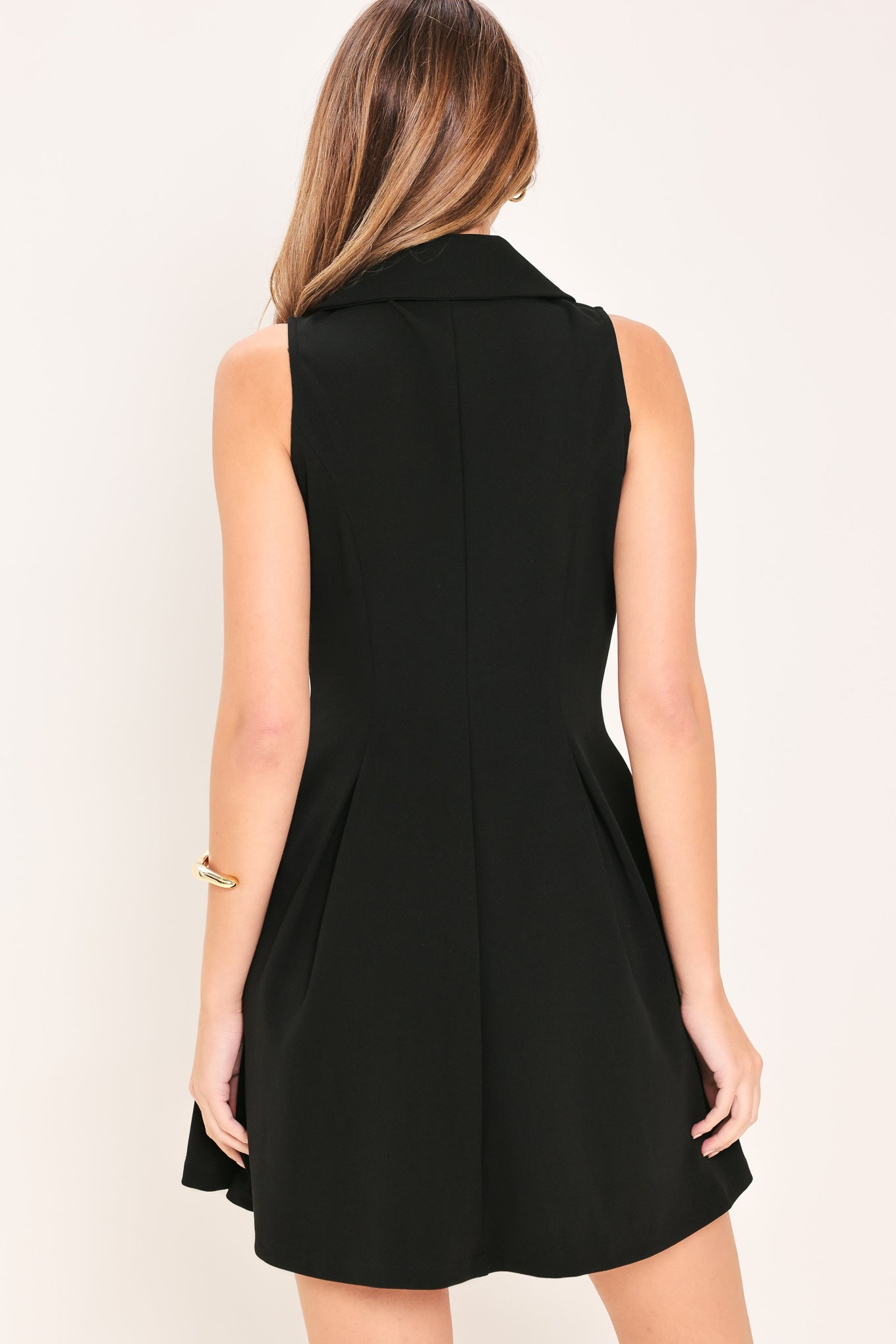 FIFTH AVENUE - BLACK BUTTON FRONT MINI DRESS
