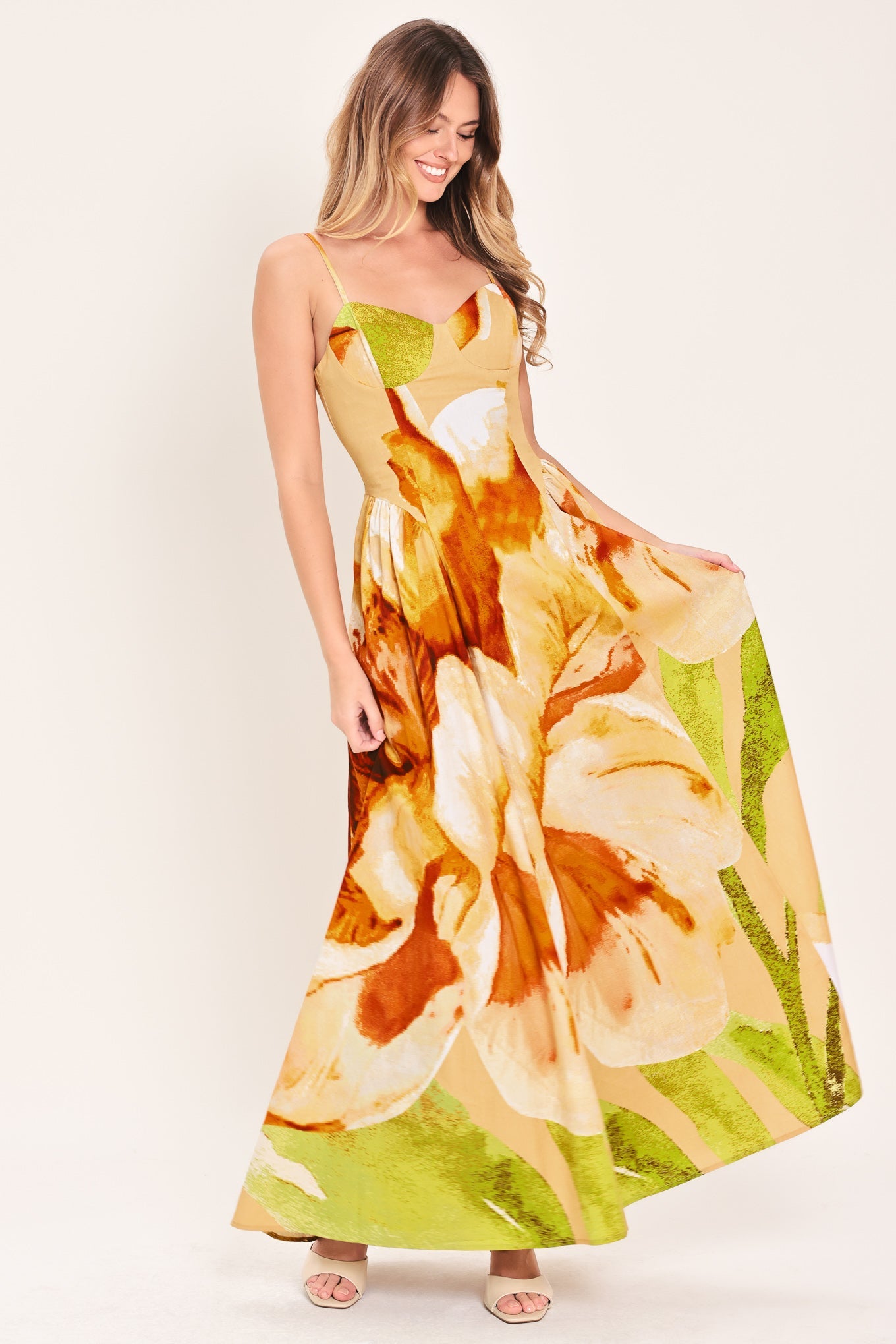 Limoncello Garden Maxi Dress - Floral Bustier Dress