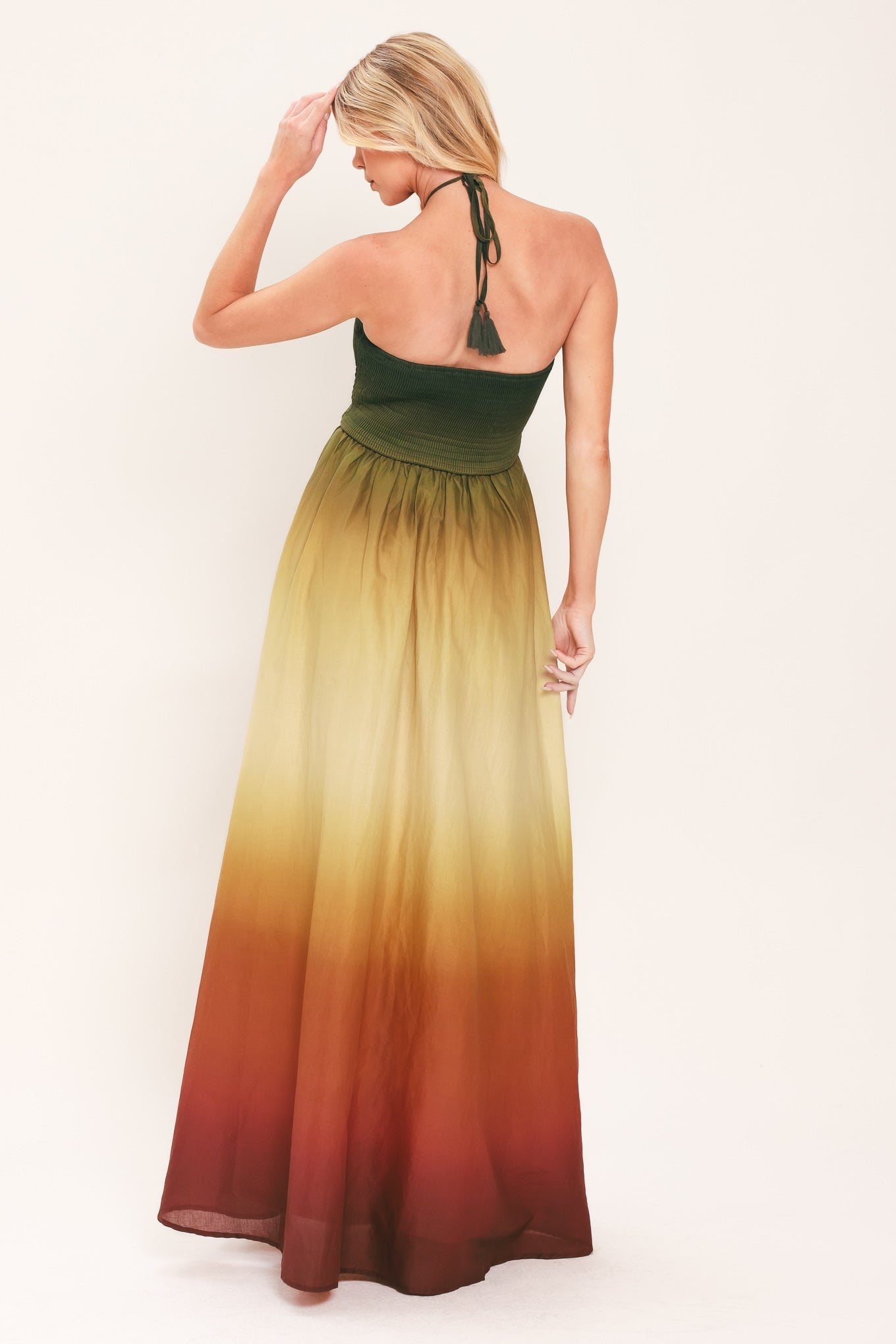 FALL SUNSET - OMBRE HALTER MAXI DRESS