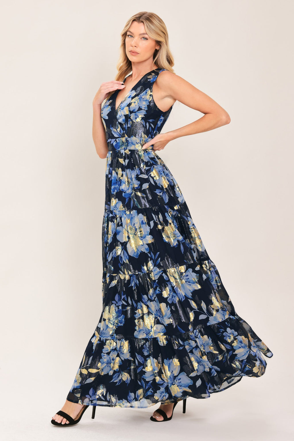 Blue Moon Beauty - Floral Foil Maxi Dress