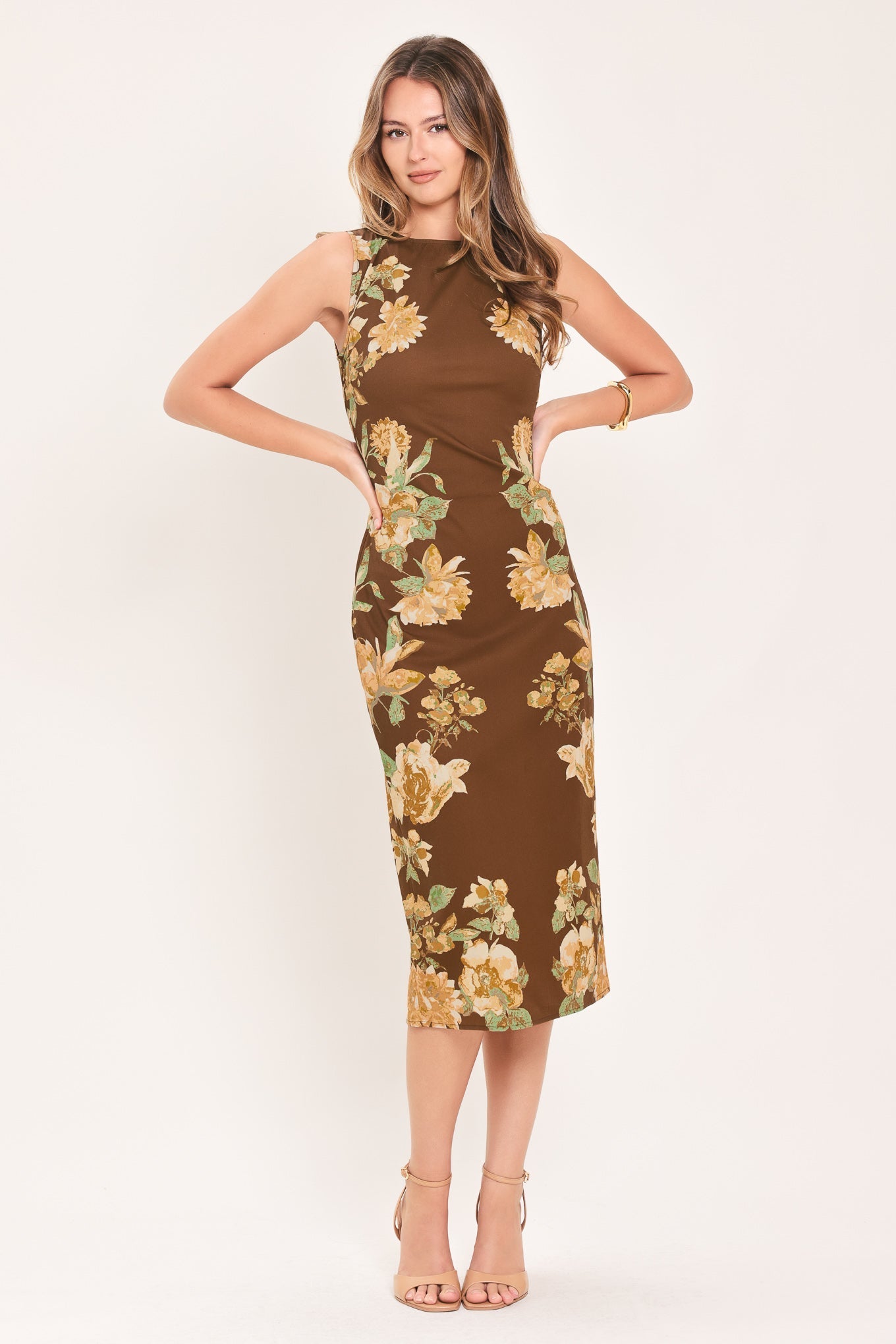 SEPIA FLORA HARVEST - SHEATH MIDI DRESS