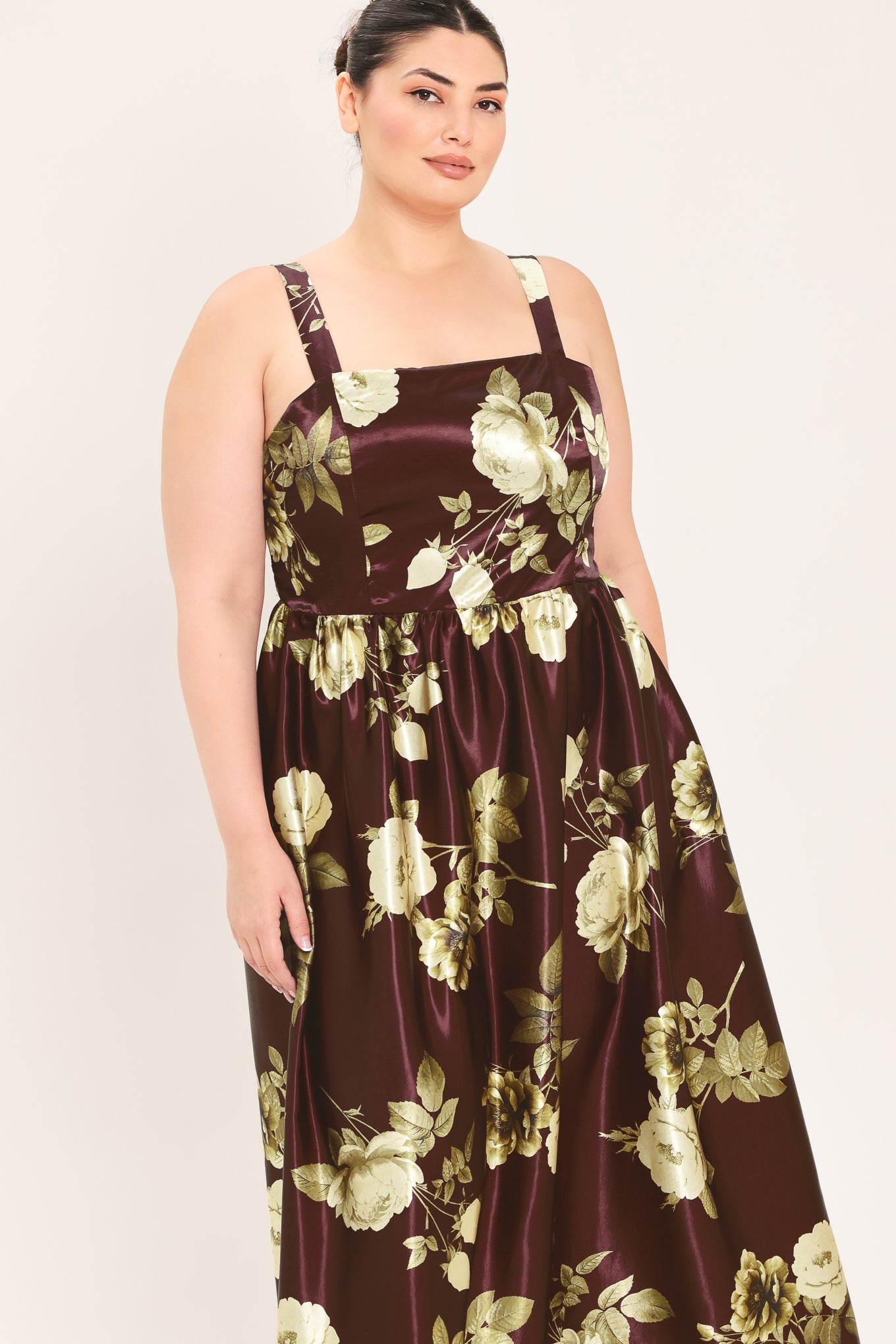 WINE GARDEN LULLABY FLORAL MIDI DRESS