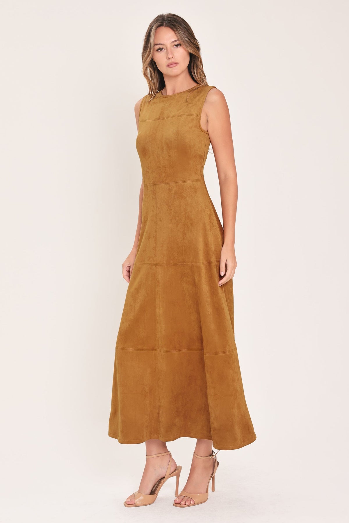 HARVEST MOON FAUX SUEDE MIDI DRESS | Lady Black Tie