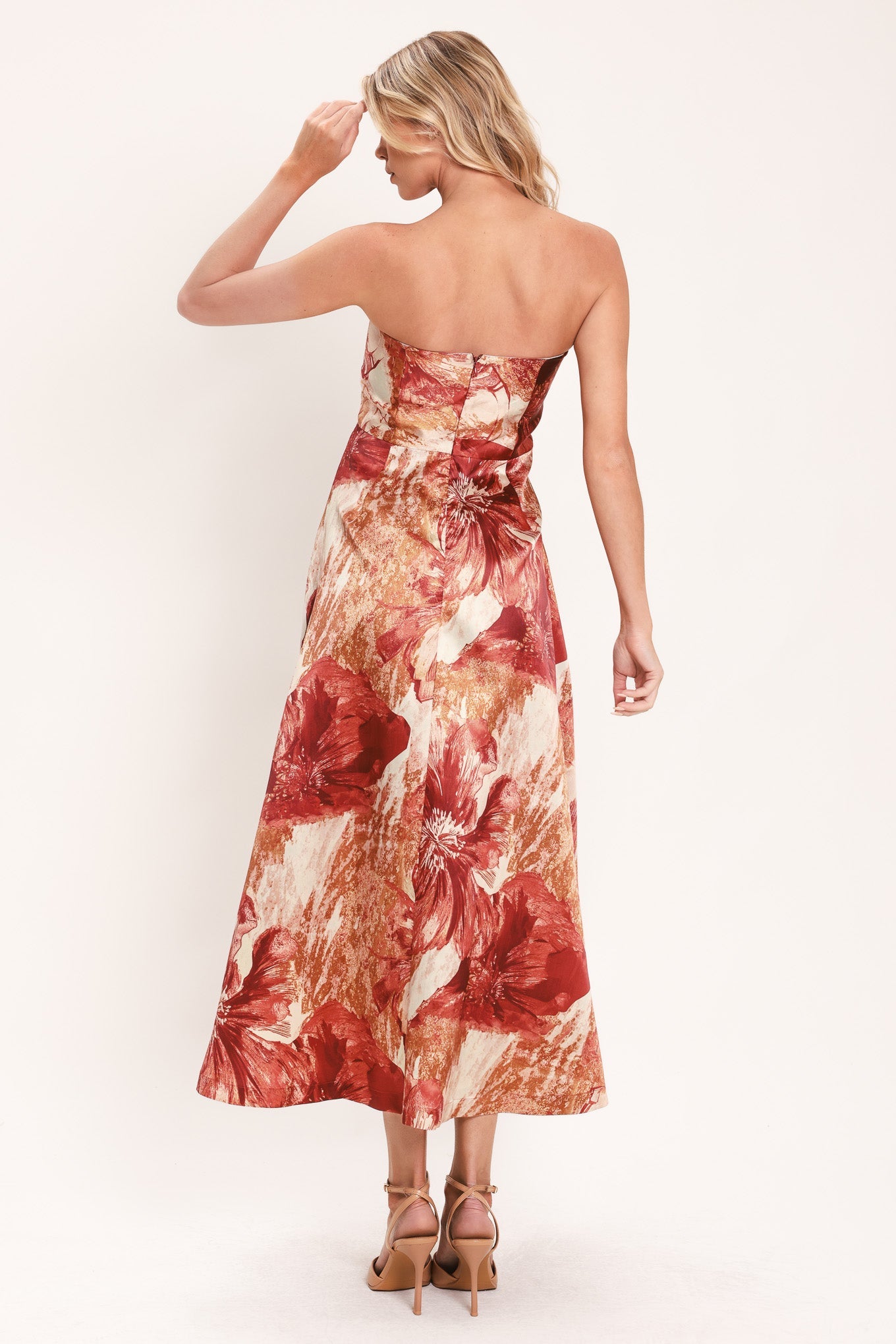 CINNAMON MUSE FLORAL MIDI DRESS | Lady Black Tie