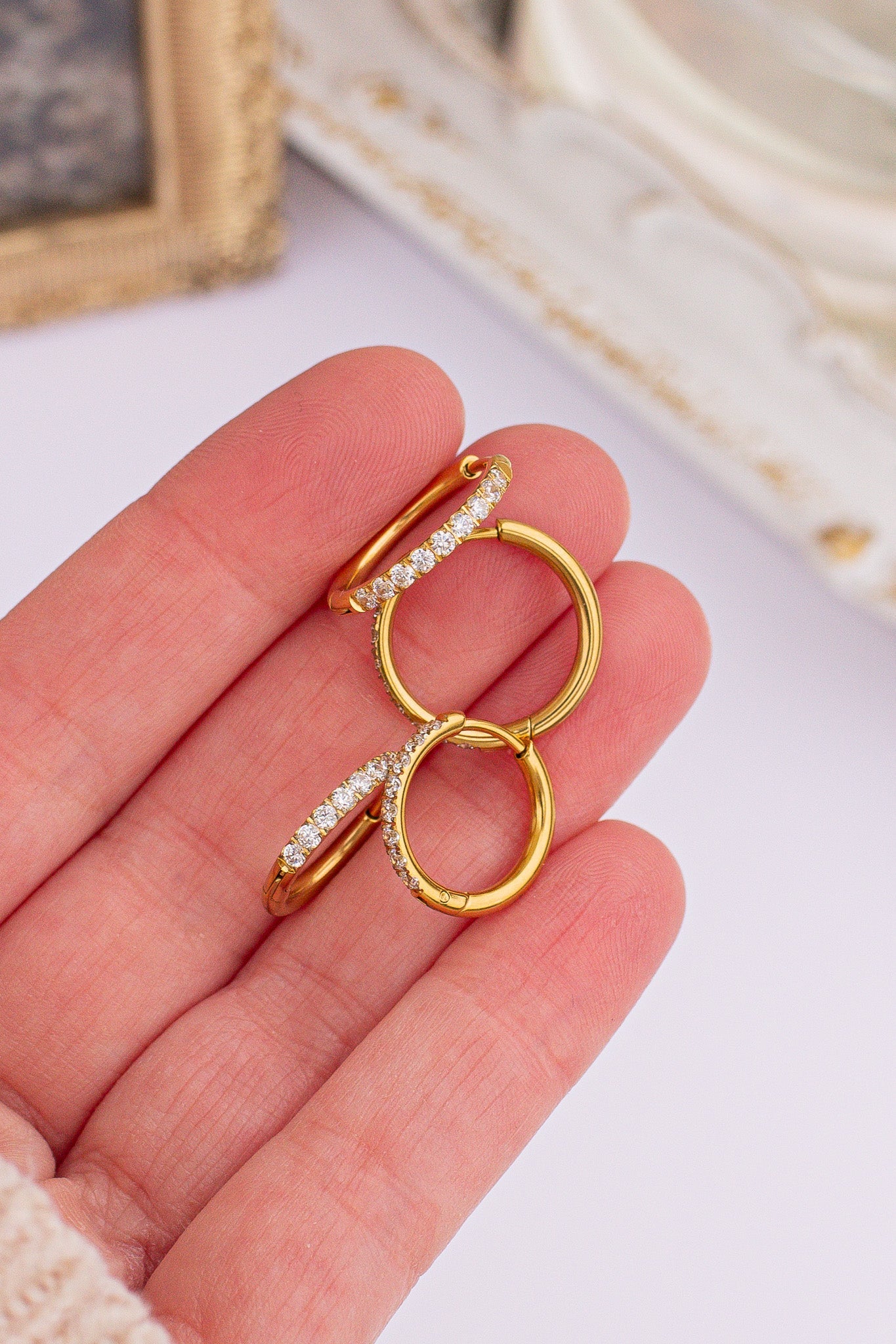Mini Crystal Hoop Earring