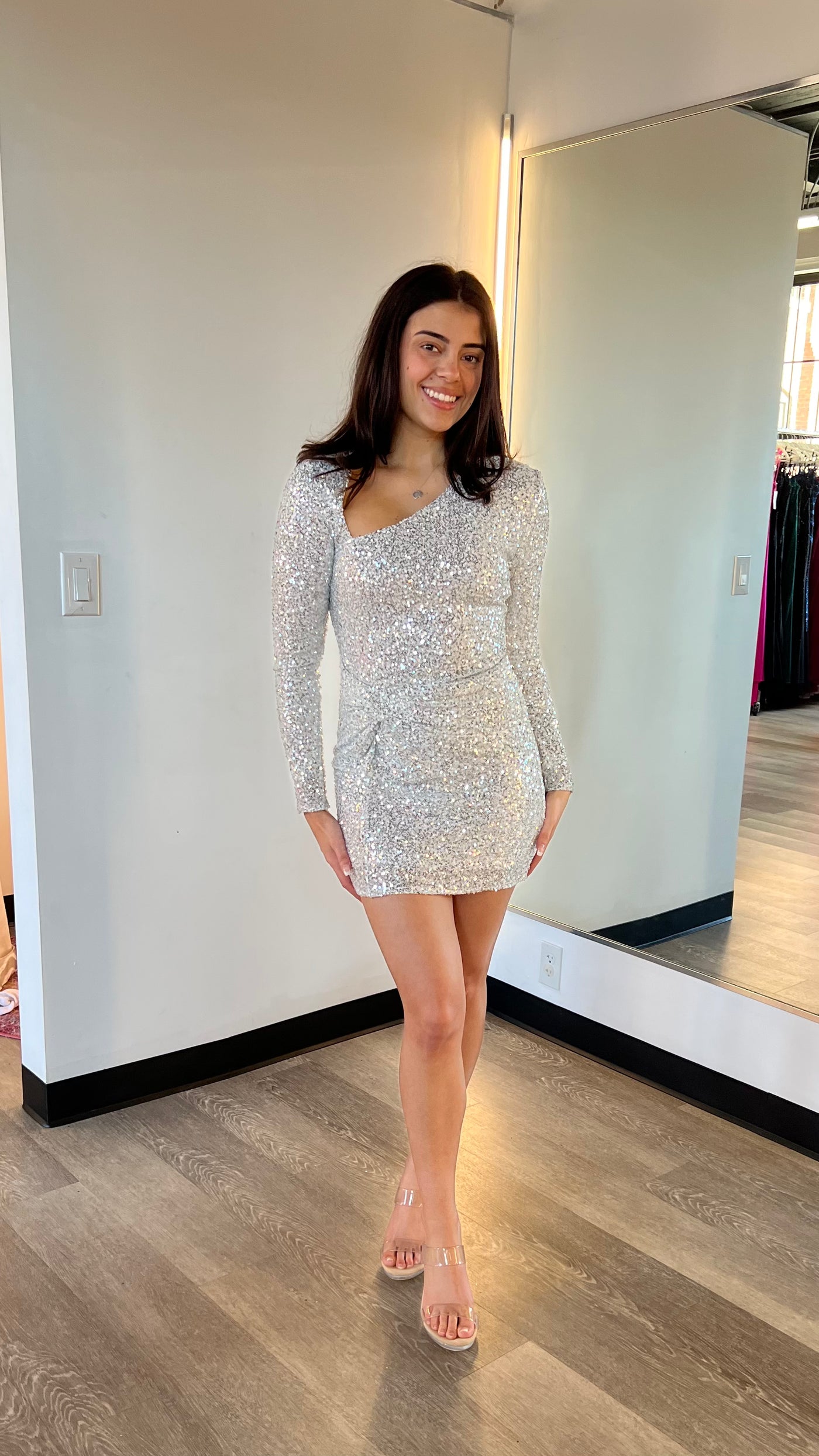 Kia Sequin Mini Dress - Silver