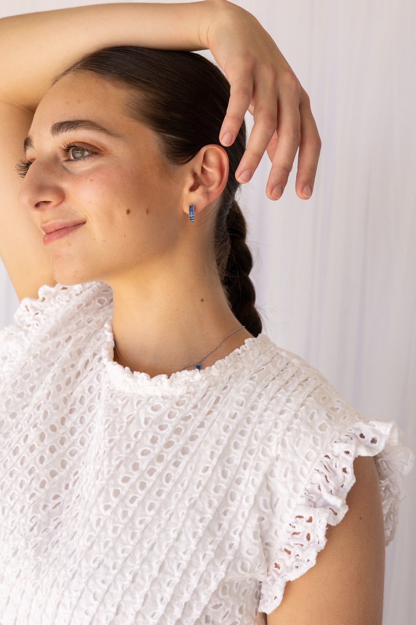 Diamond Hoop Earring in Blue