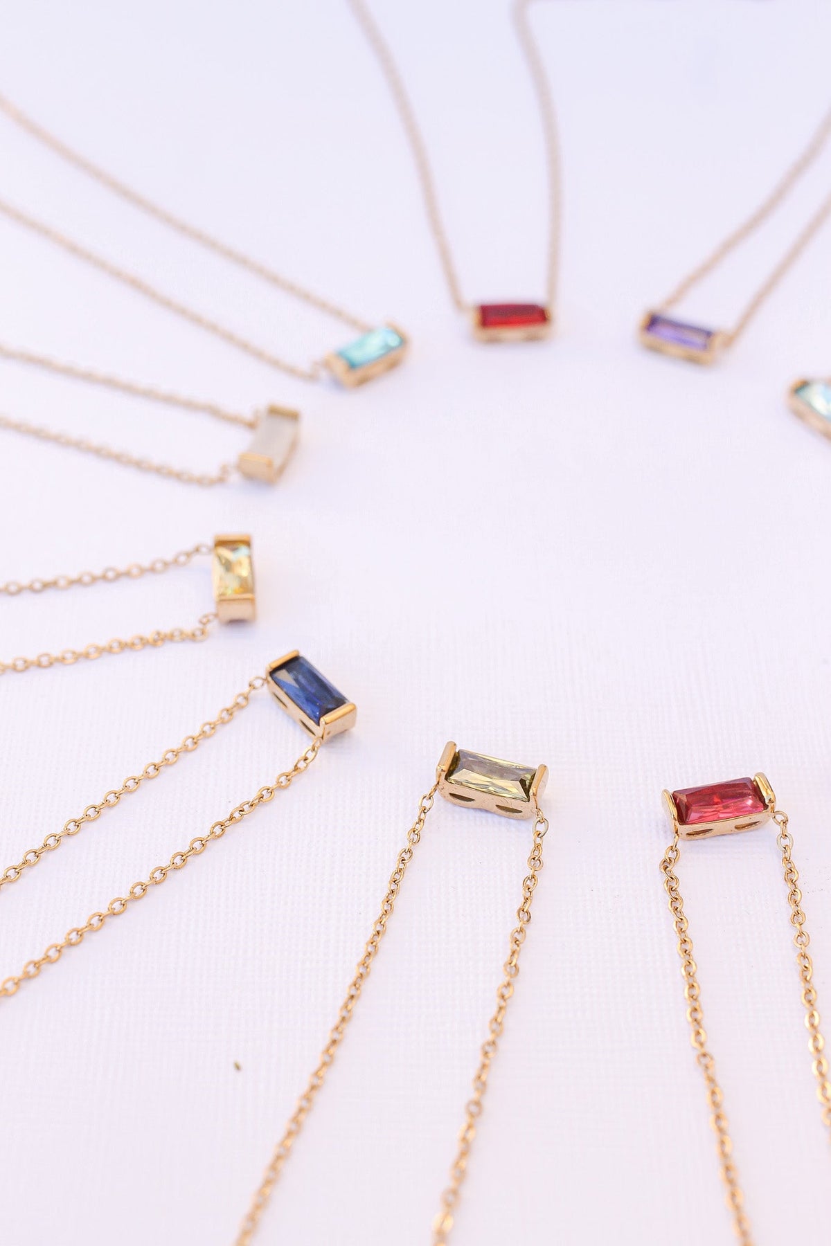 CZ Birthstone Pendant Necklace in Gold, all birthstone colors | Lady Black Tie