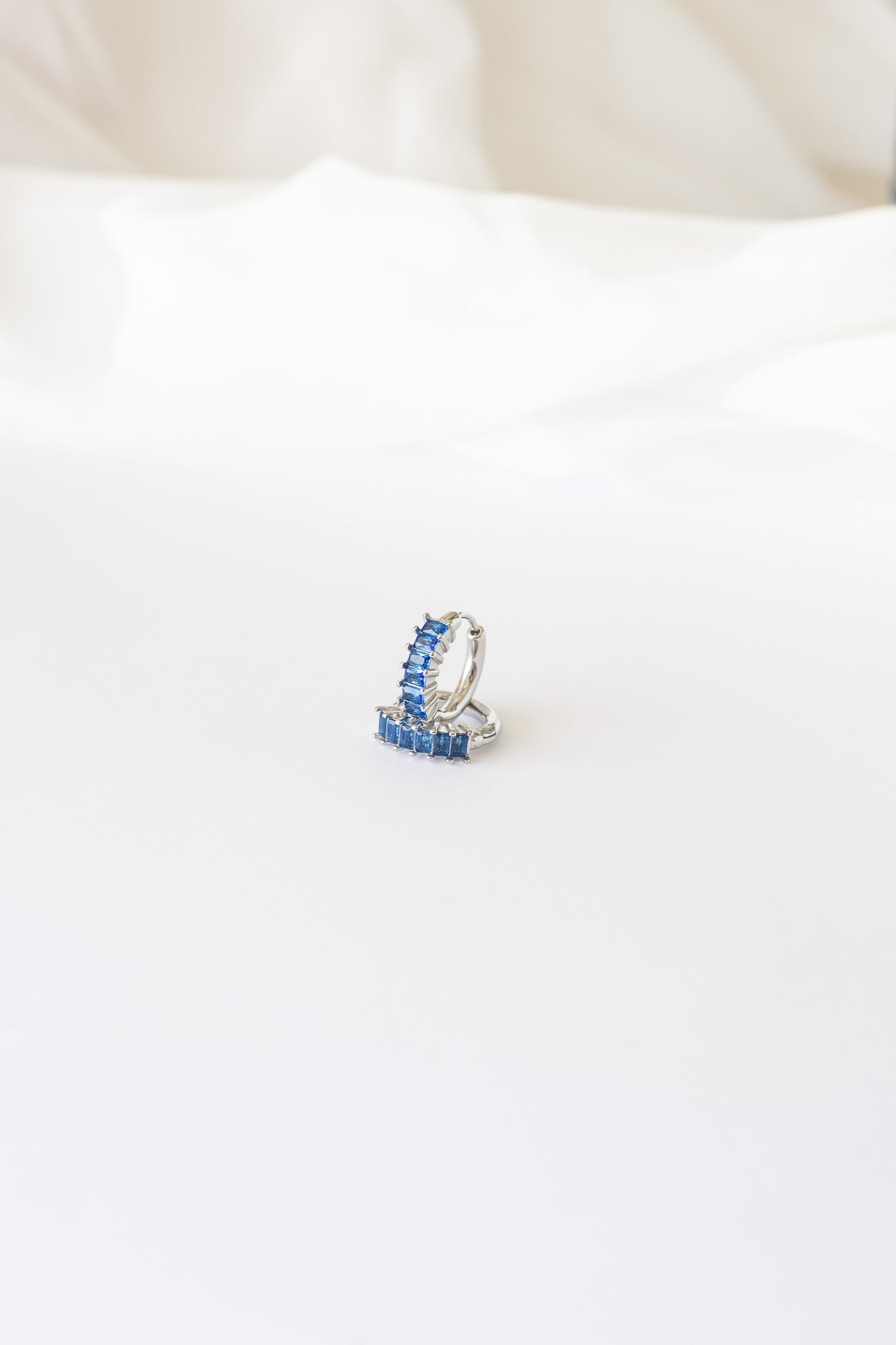 Diamond Hoop Earring in Blue