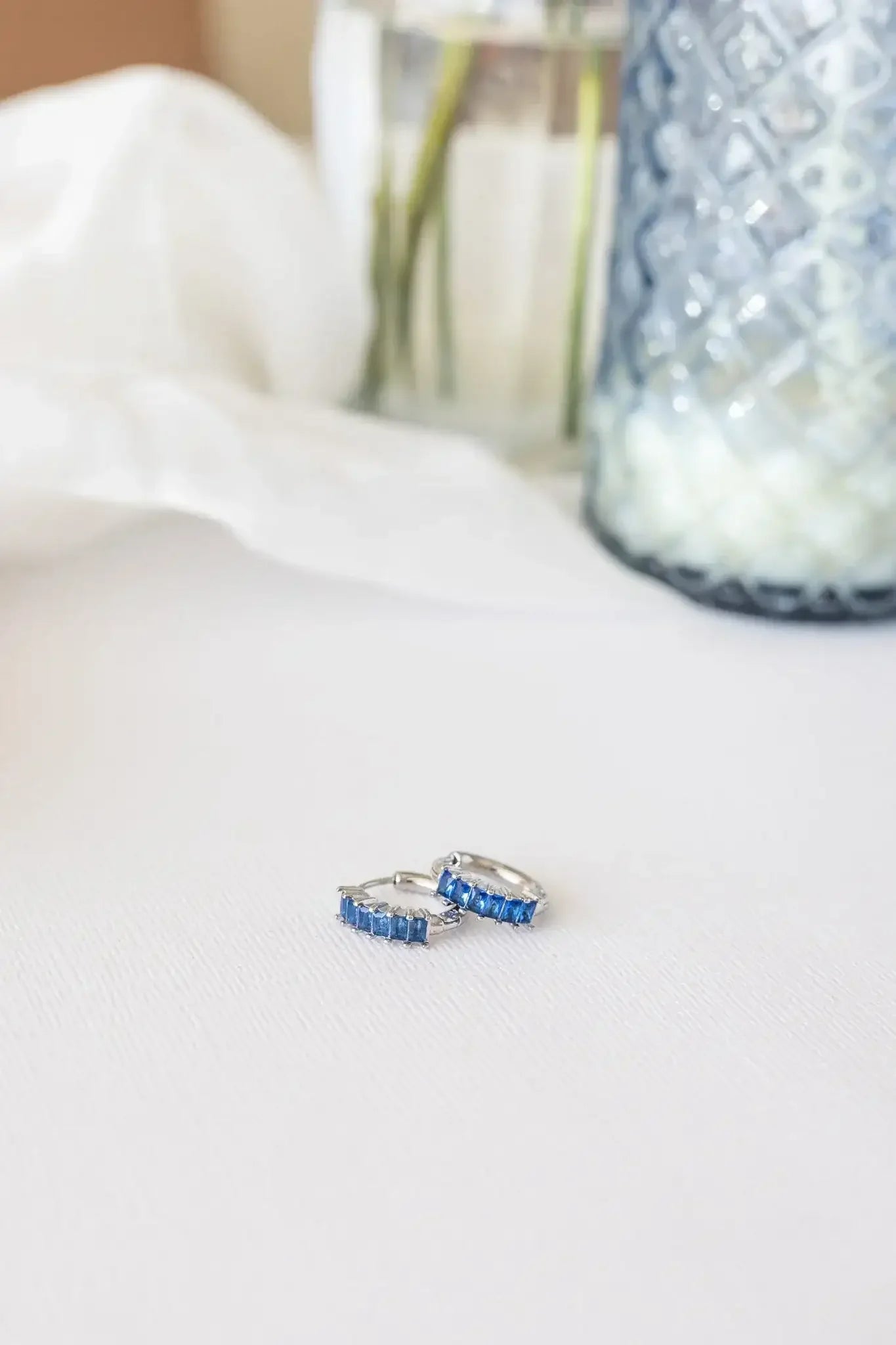 Diamond Hoop in Blue