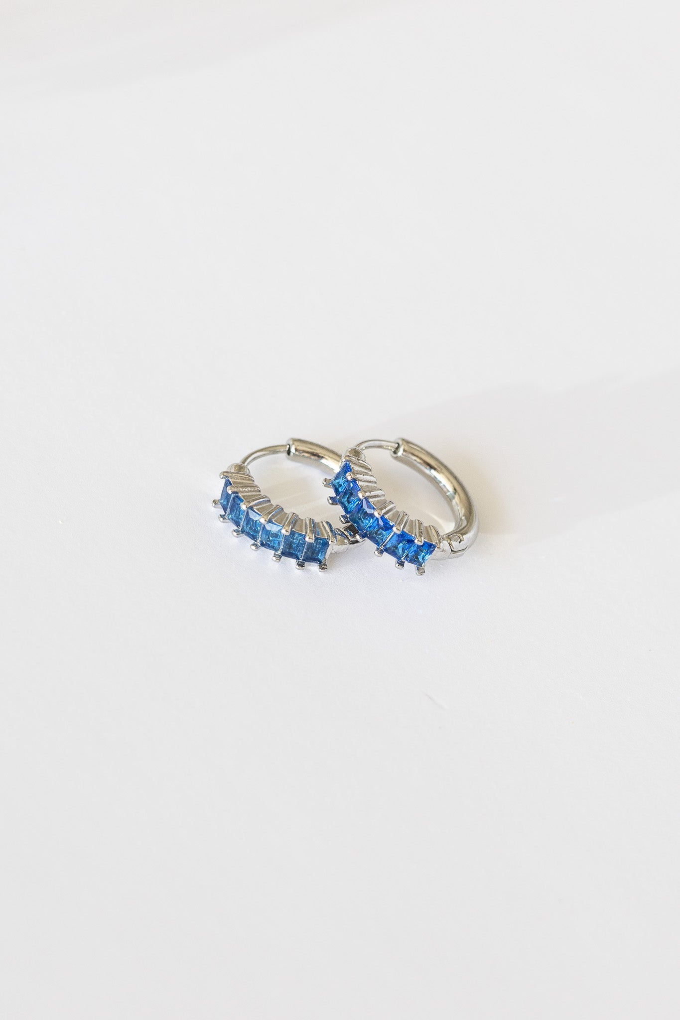Diamond Hoop Earring in Blue