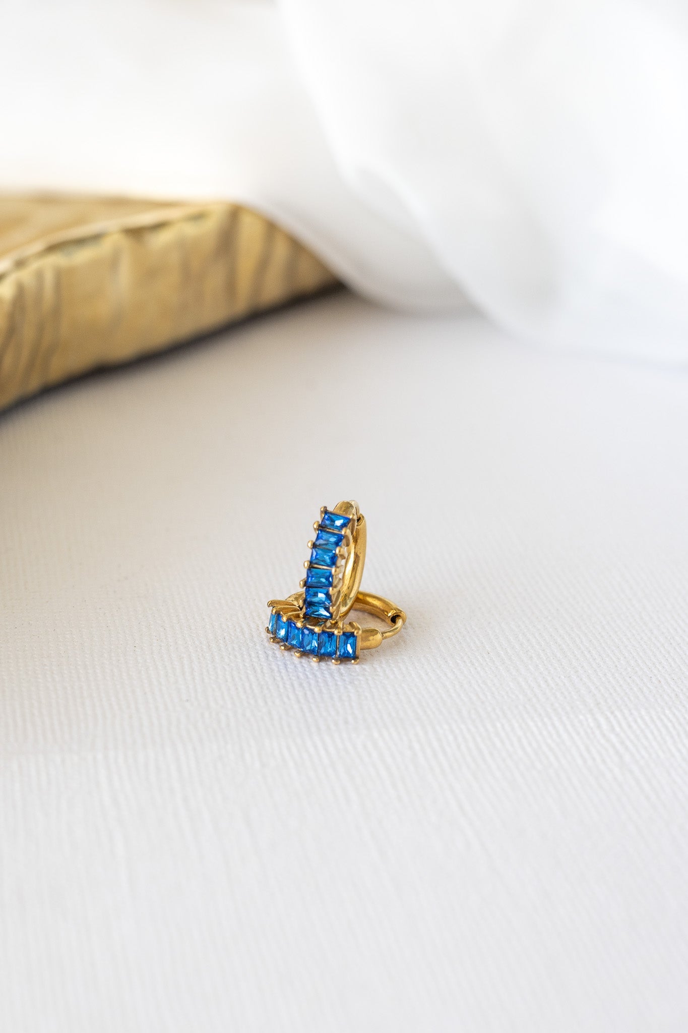 Diamond Hoop Earring in Blue