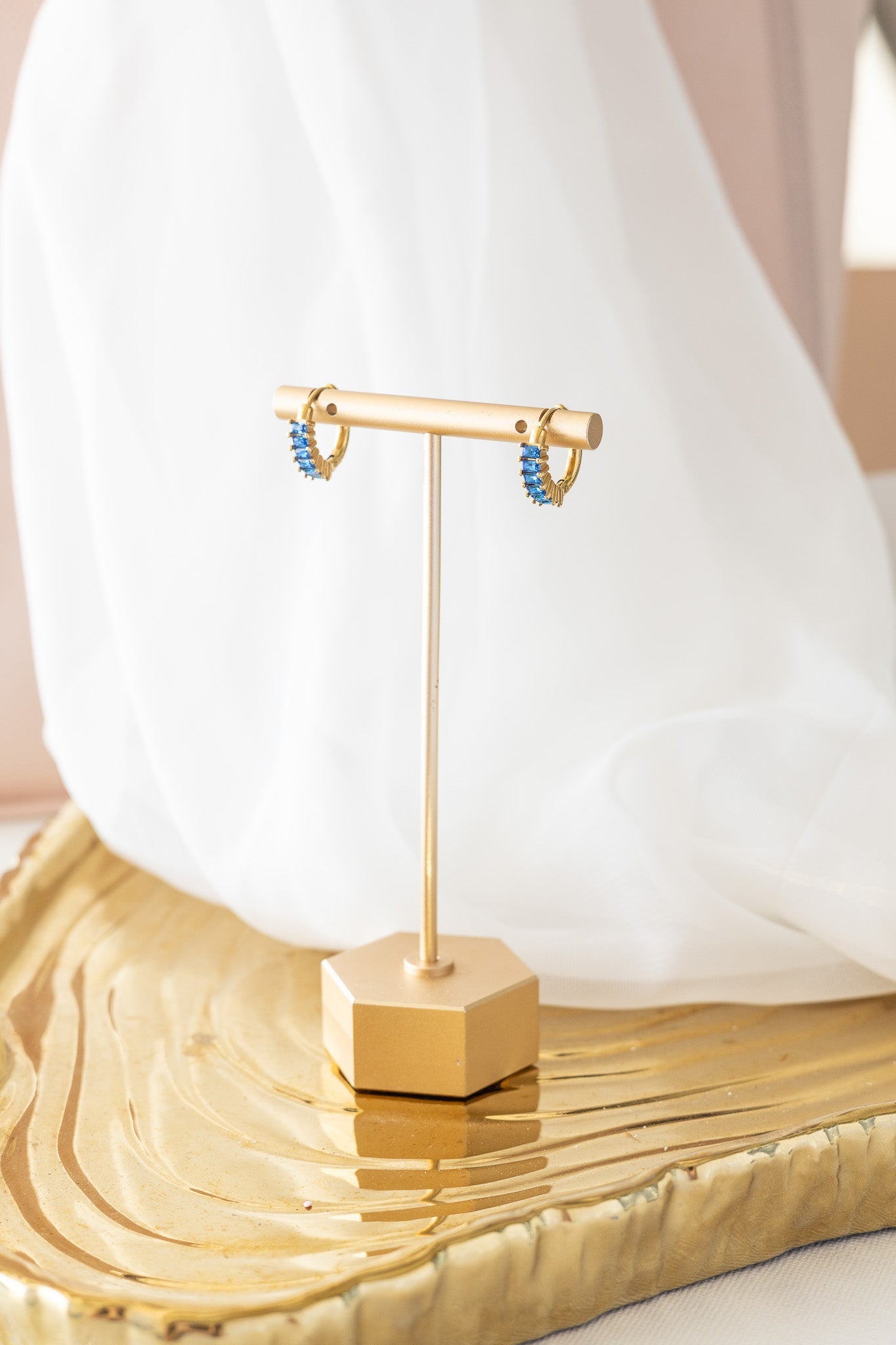 Diamond Hoop Earring in Blue