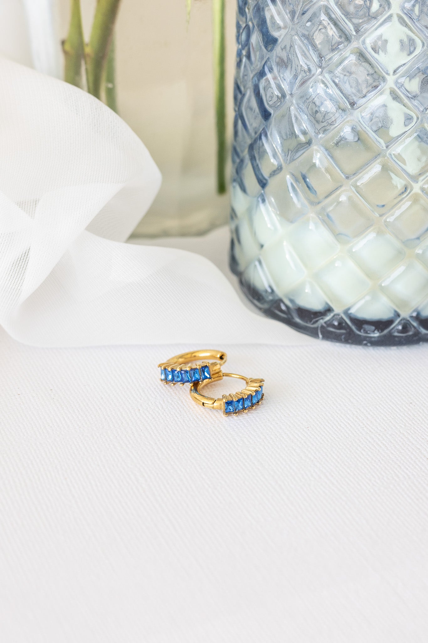 Diamond Hoop Earring in Blue