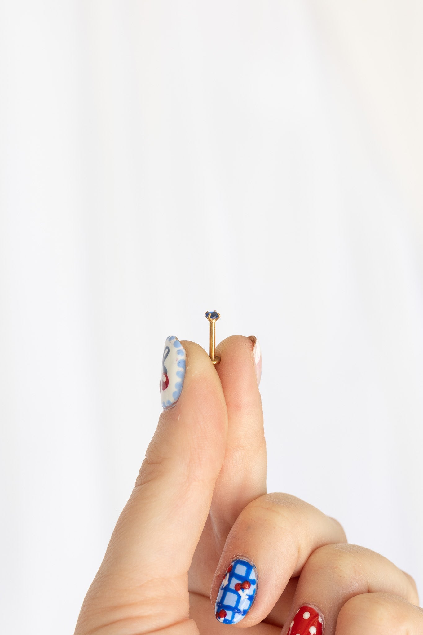 Crystal Flat Back Stud Earring in Blue