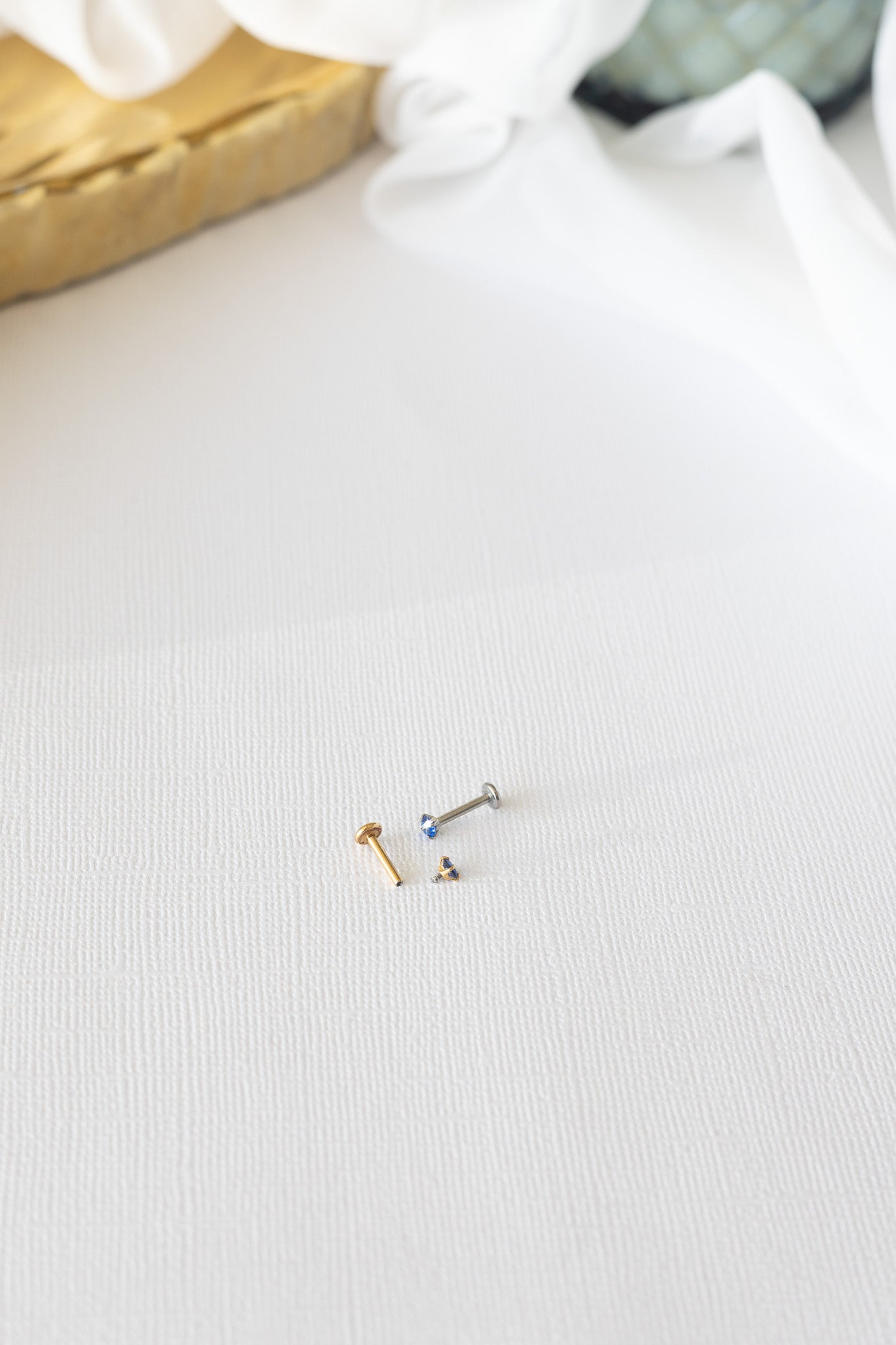 Crystal Flat Back Stud Earring in Blue