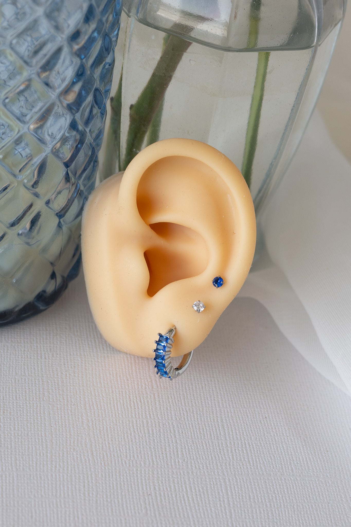 Diamond Hoop Earring in Blue