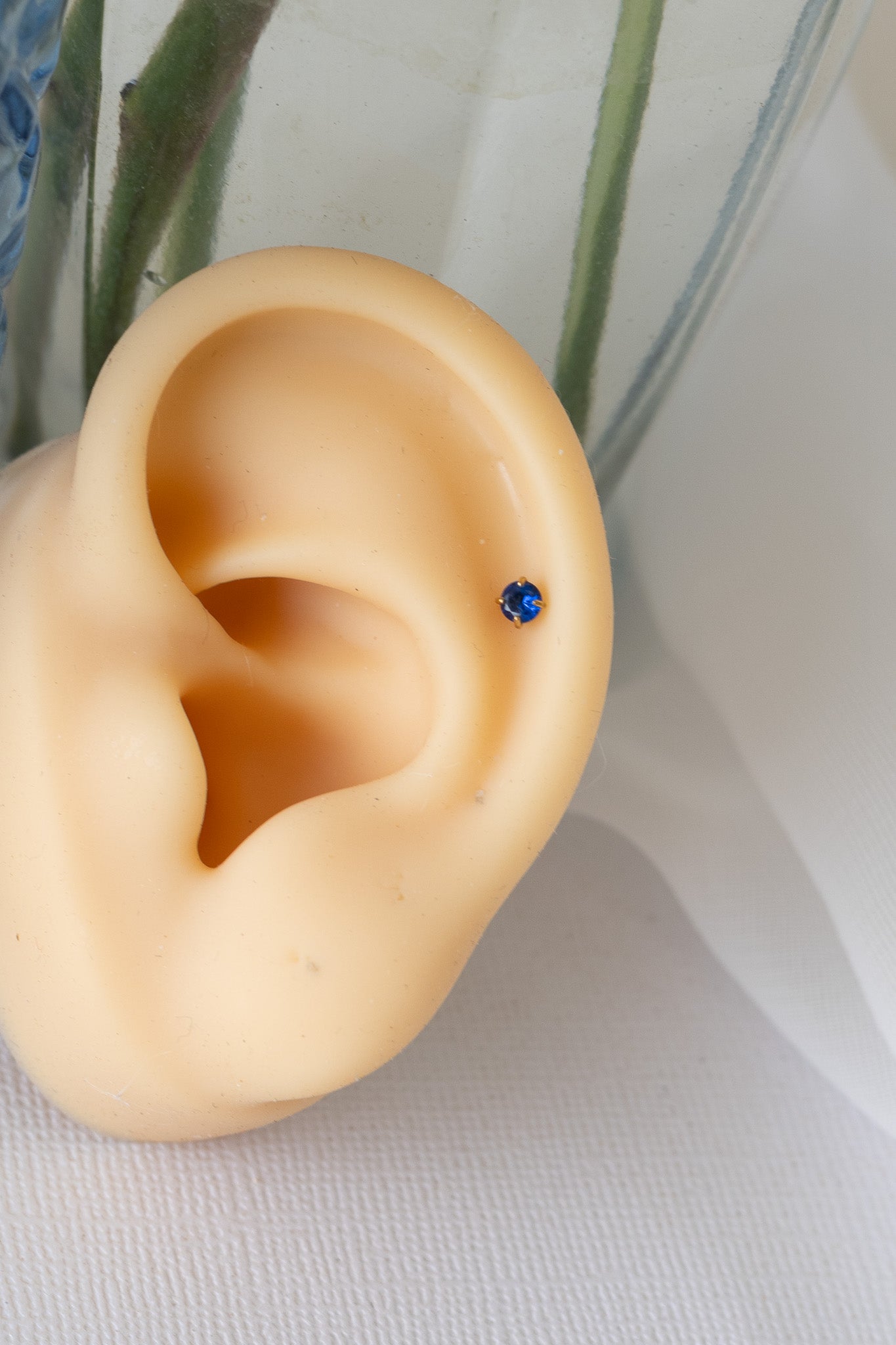 Crystal Flat Back Stud Earring in Blue