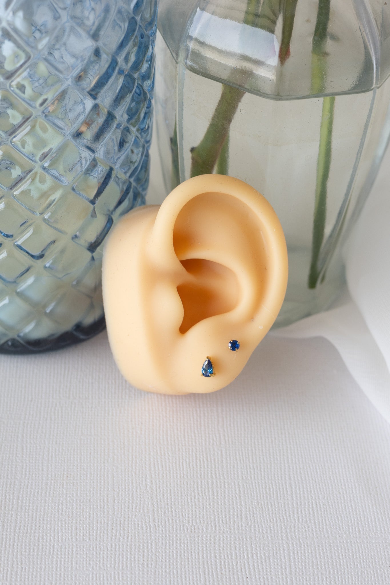 Raindrop Stud Earring in Blue Crystal