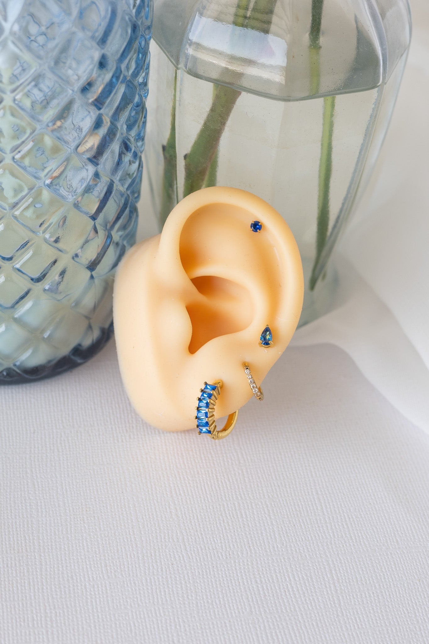 Raindrop Stud Earring in Blue Crystal