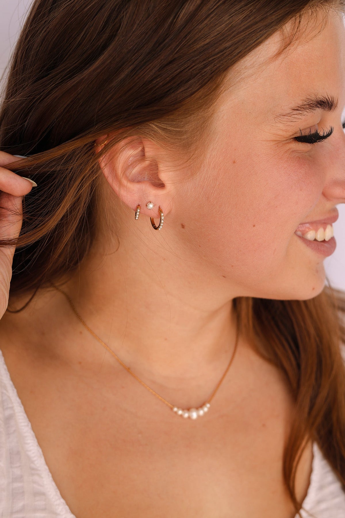 Freshwater Pearl Micro Hoop Earring | Lady Black Tie