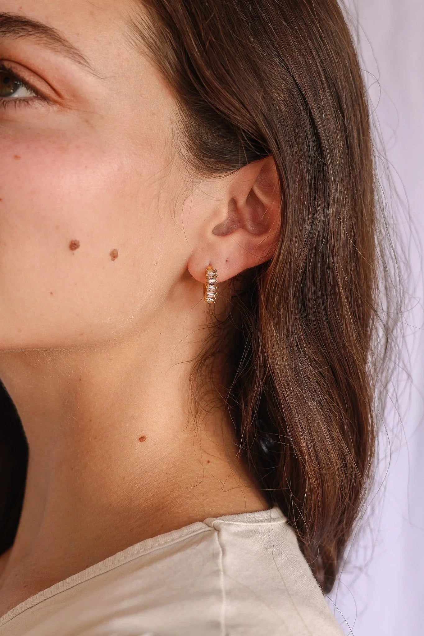 Crystal Hoop Earring in Pink