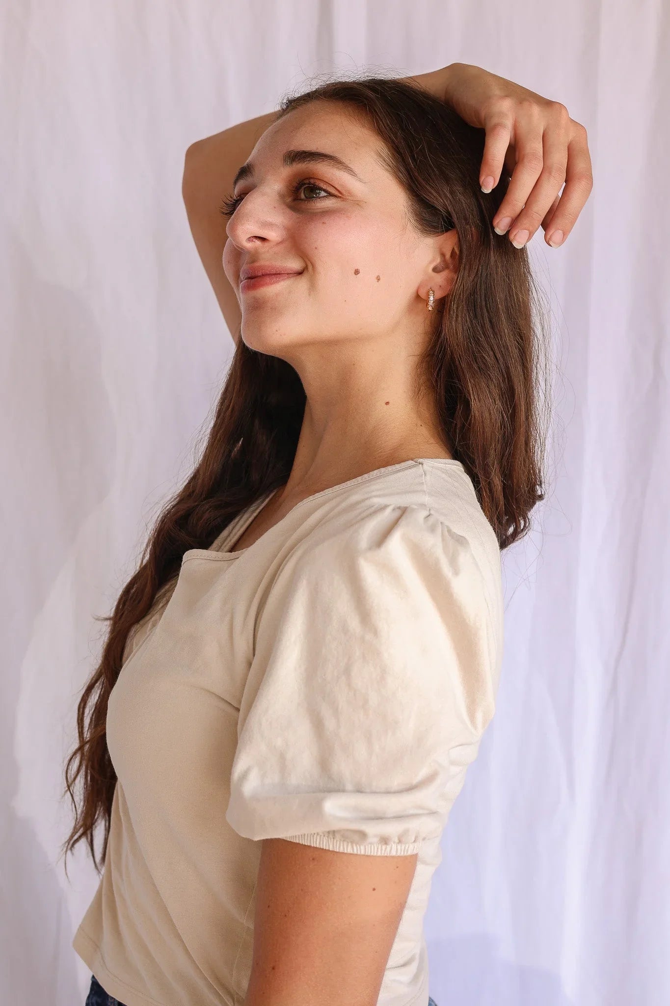 Crystal Hoop Earring in Pink