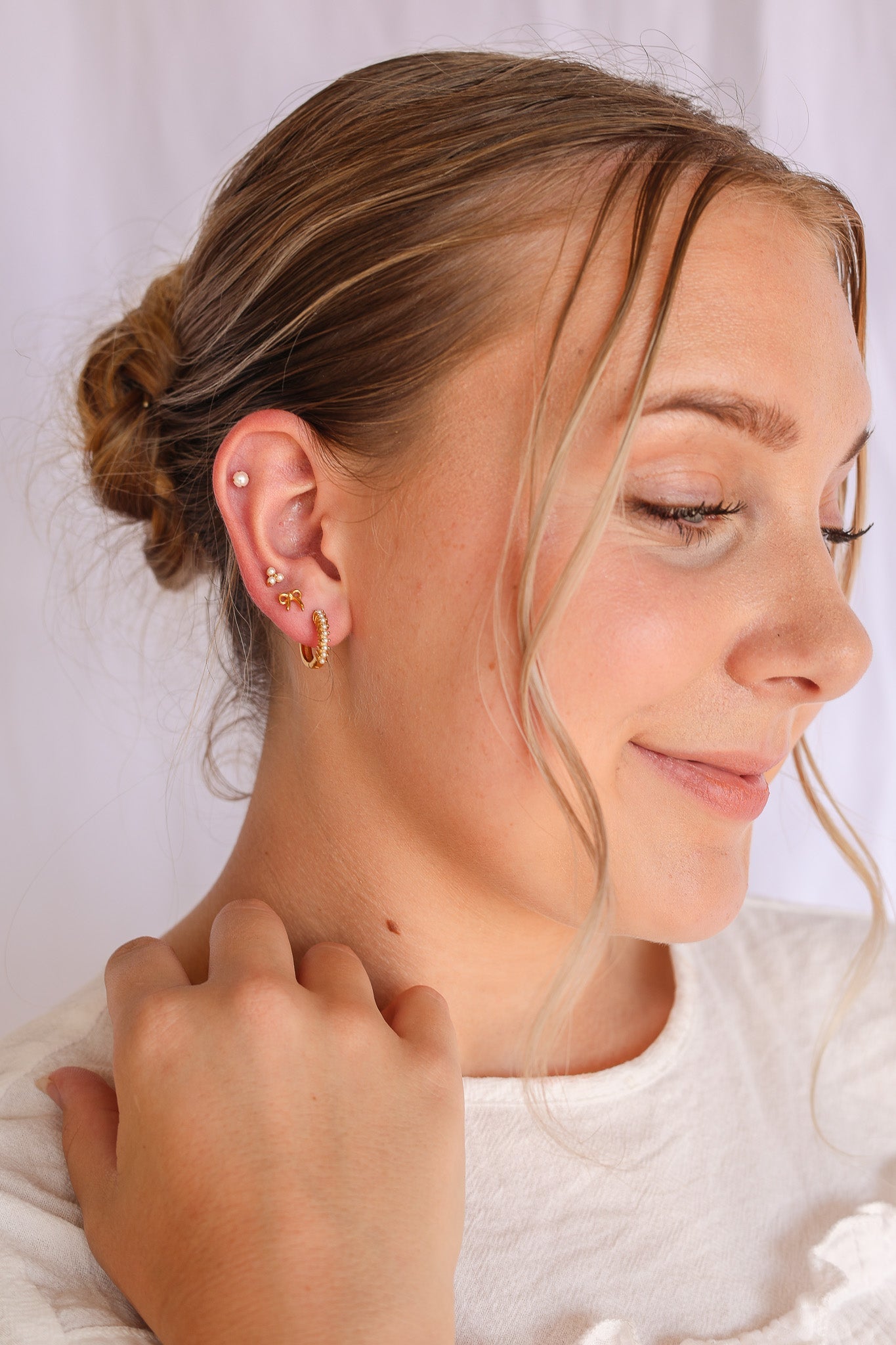 Pearl Trio Flat Back Earring