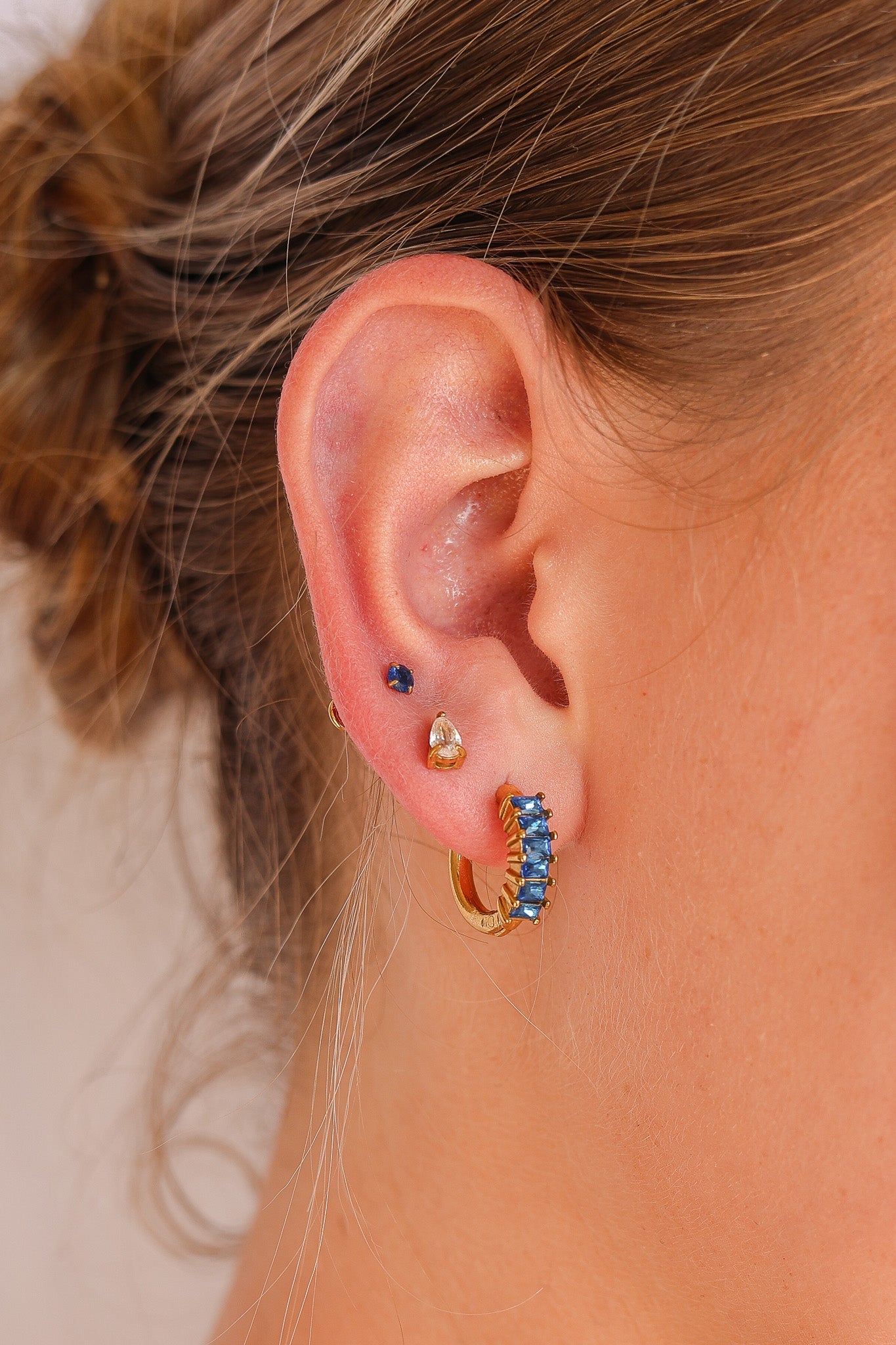 Diamond Hoop Earring in Blue