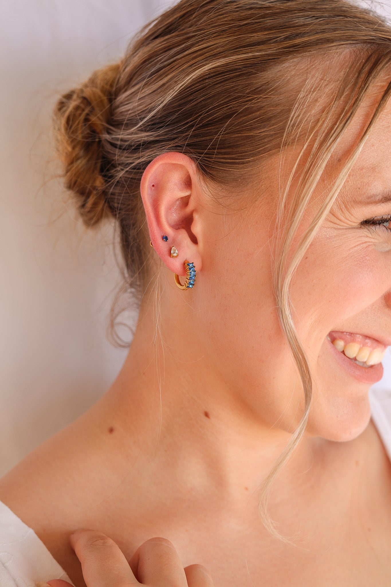 Diamond Hoop Earring in Blue