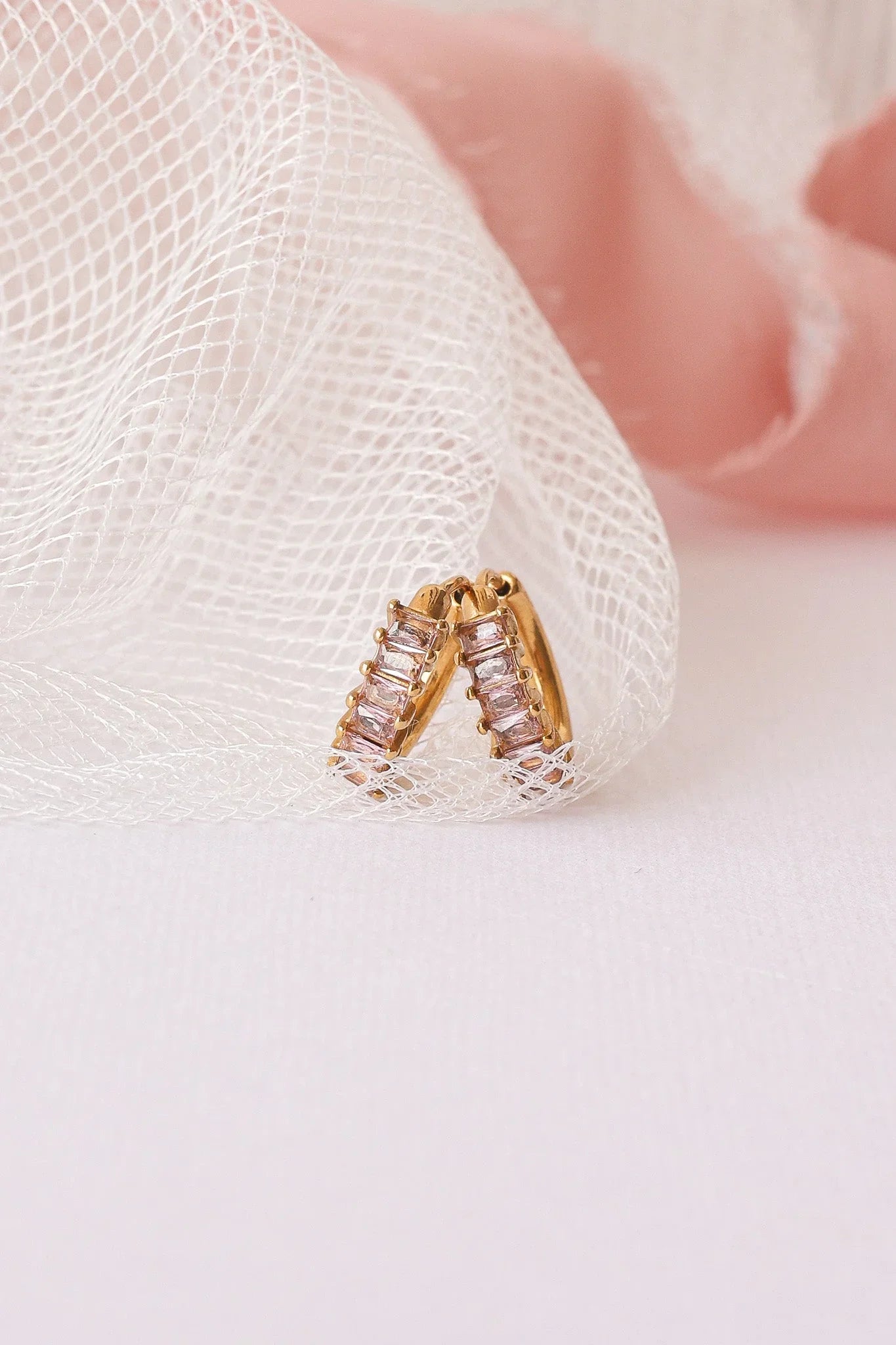 Crystal Hoop Earring in Pink