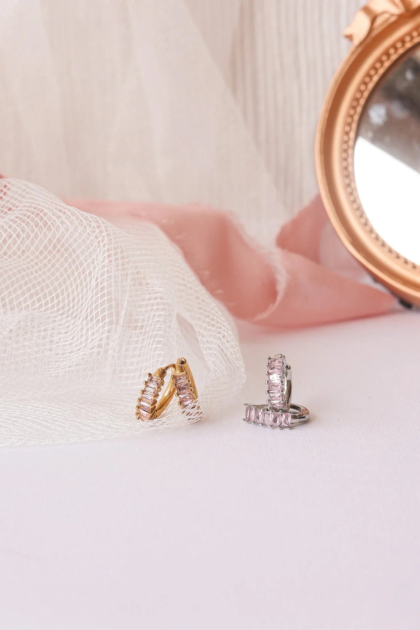 Crystal Hoop Earring in Pink