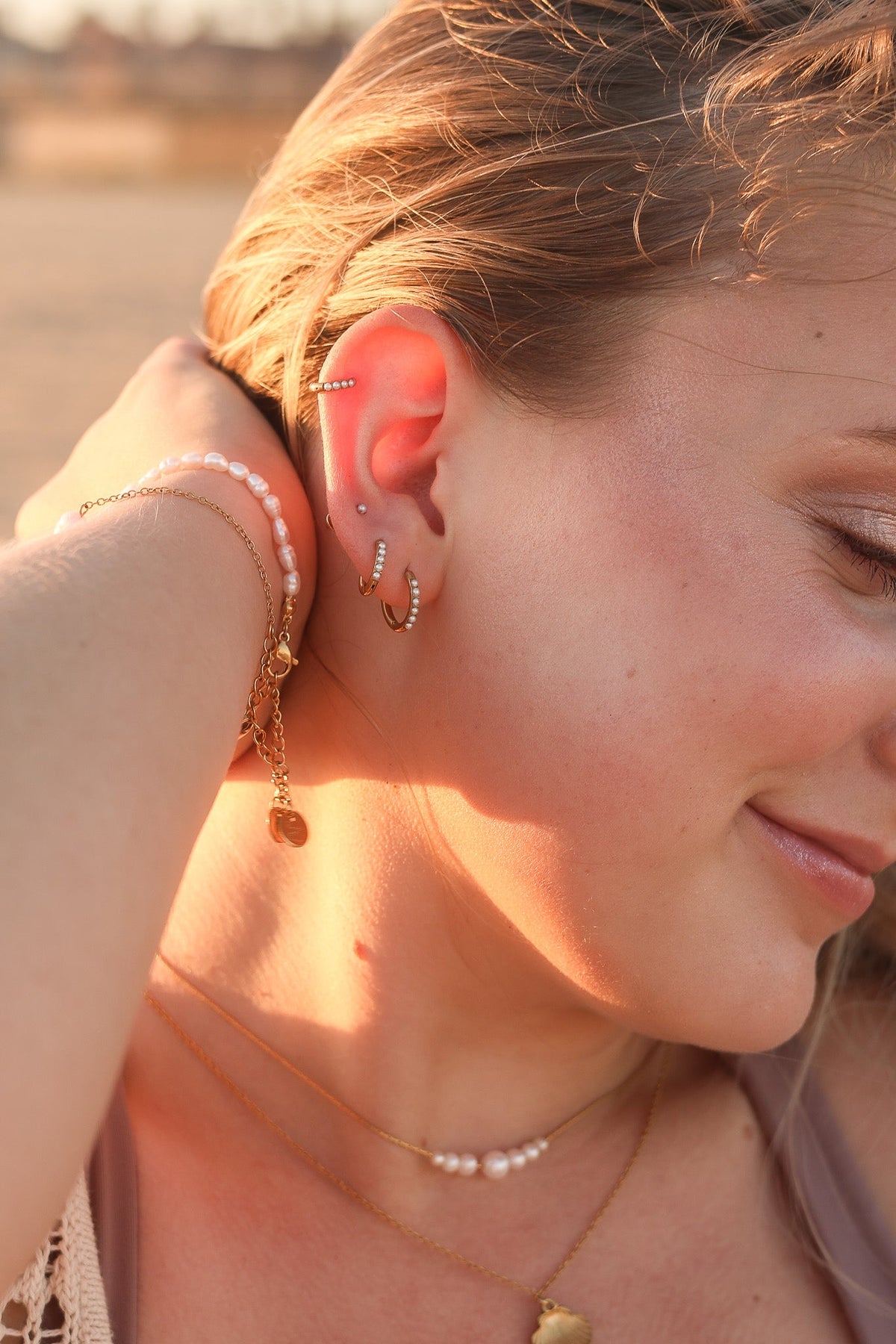 Freshwater Pearl Micro Hoop Earring | Lady Black Tie