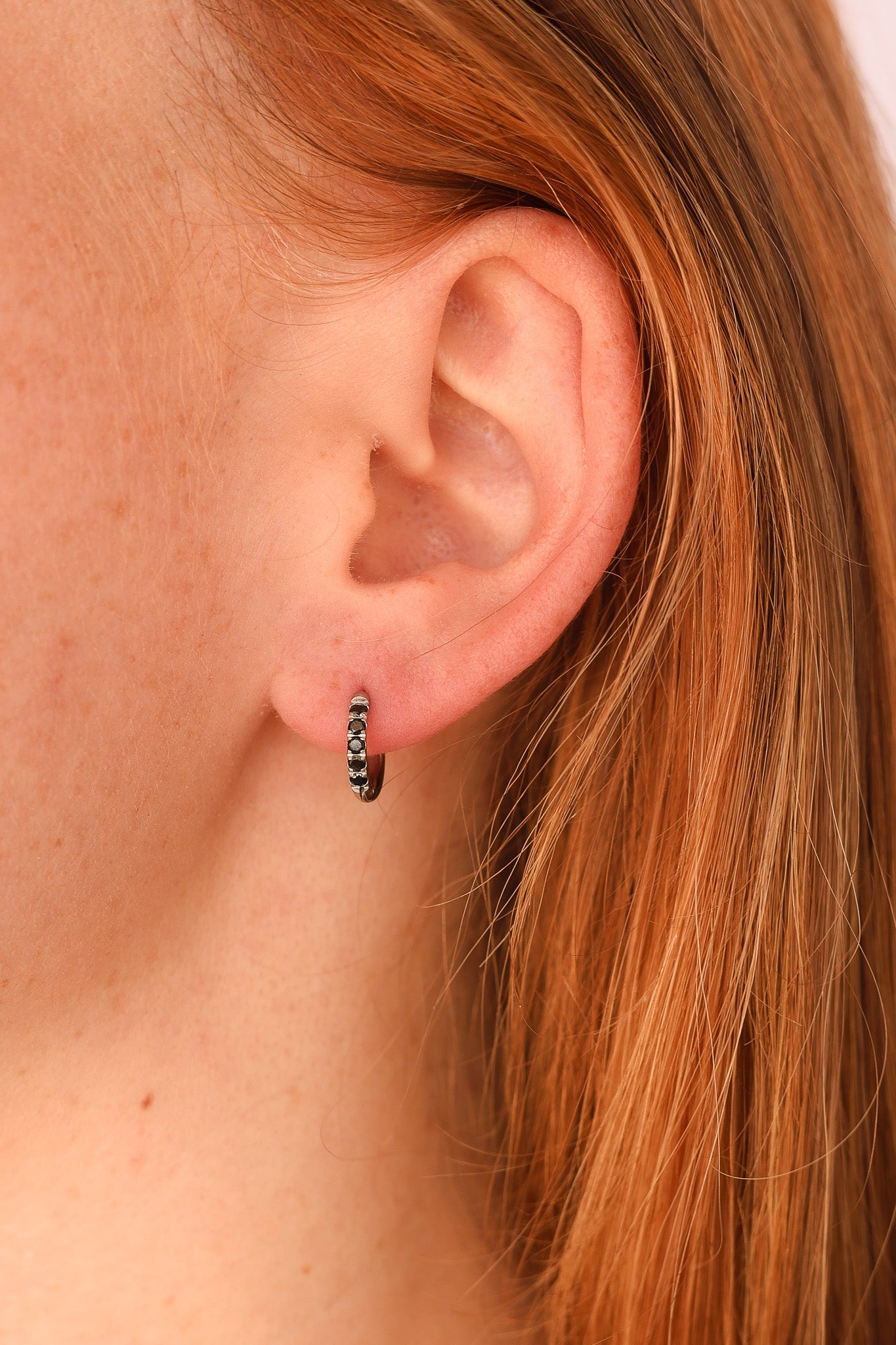 Micro Crystal Hoop Earring in Black