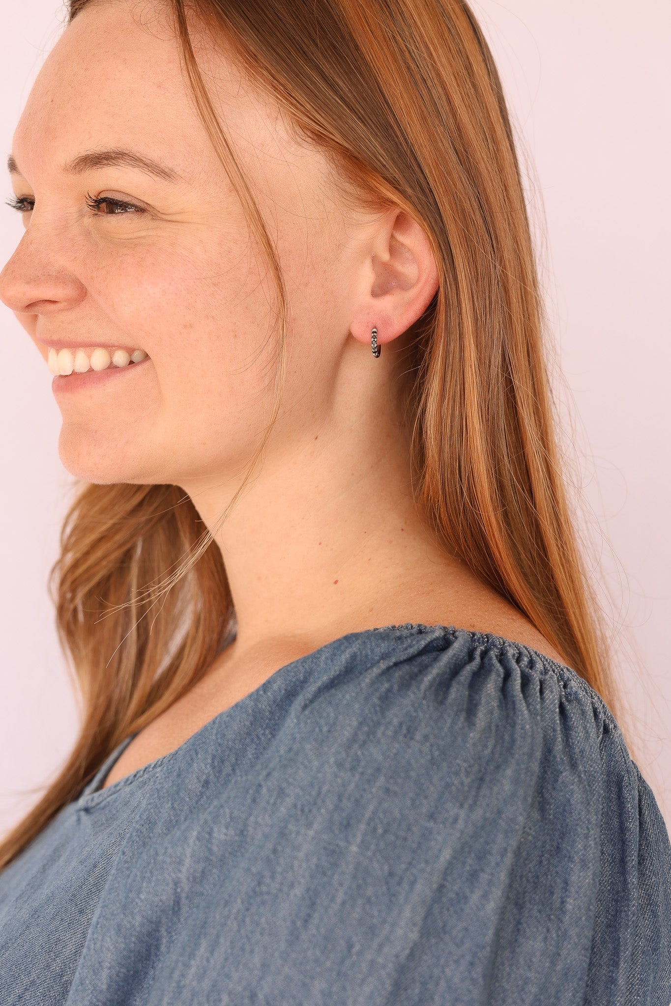 Micro Crystal Hoop Earring in Black