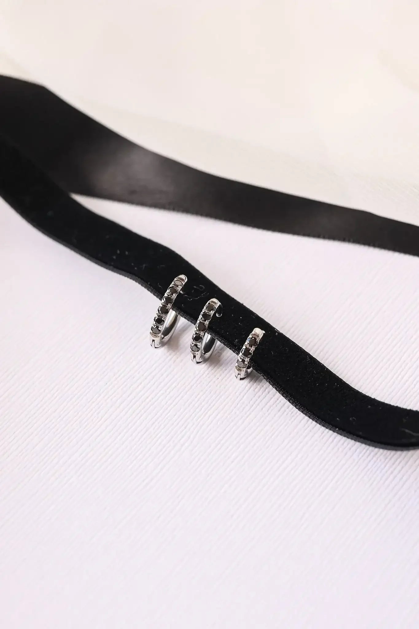 Micro Crystal Hoop in Black