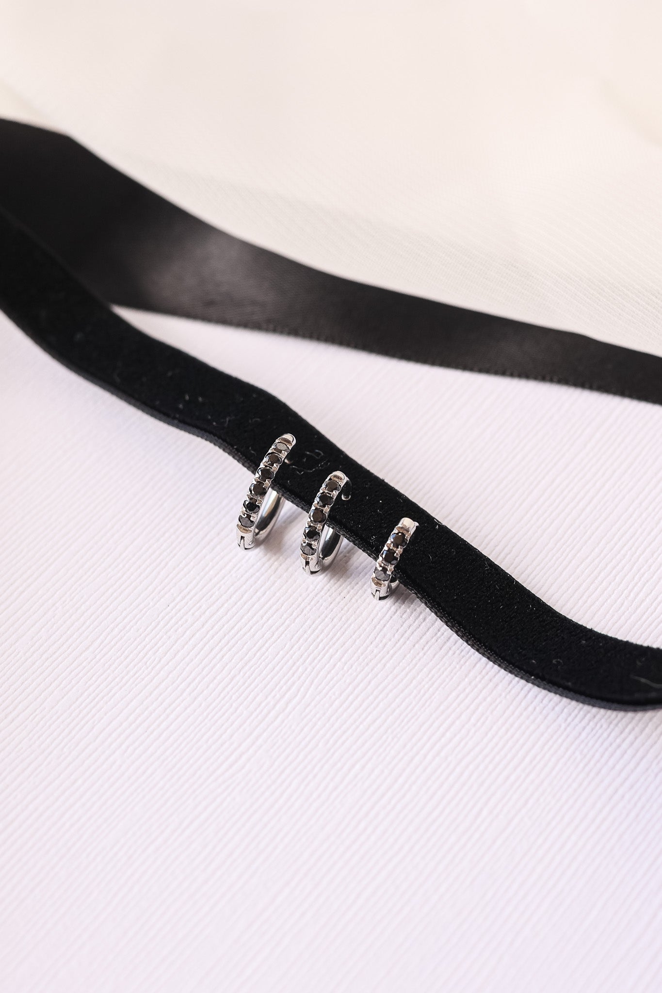 Micro Crystal Hoop Earring in Black