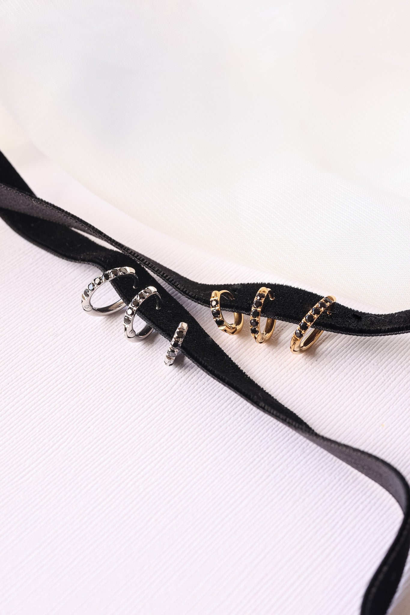 Micro Crystal Hoop Earring in Black