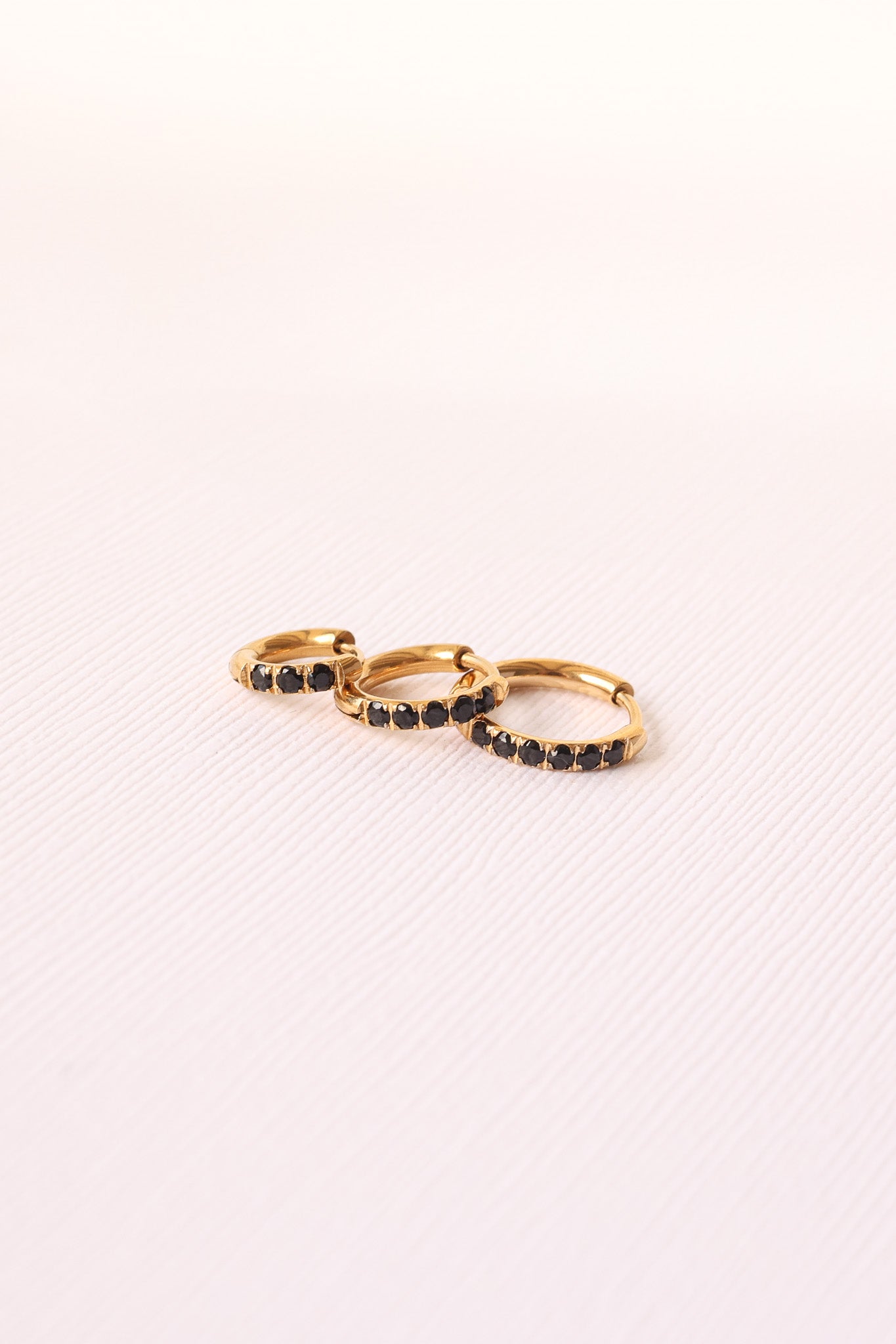 Micro Crystal Hoop Earring in Black