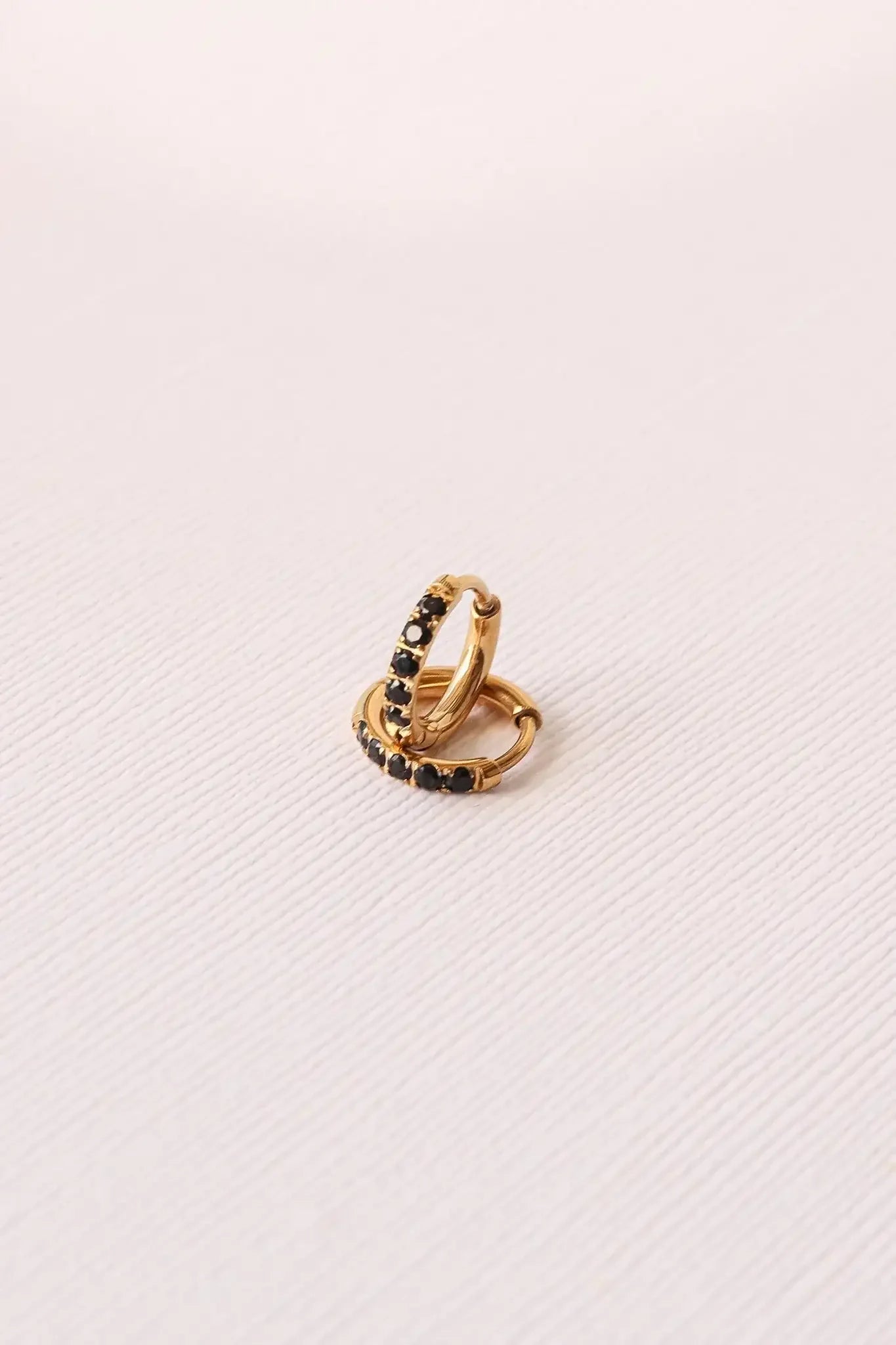 Micro Crystal Hoop in Black