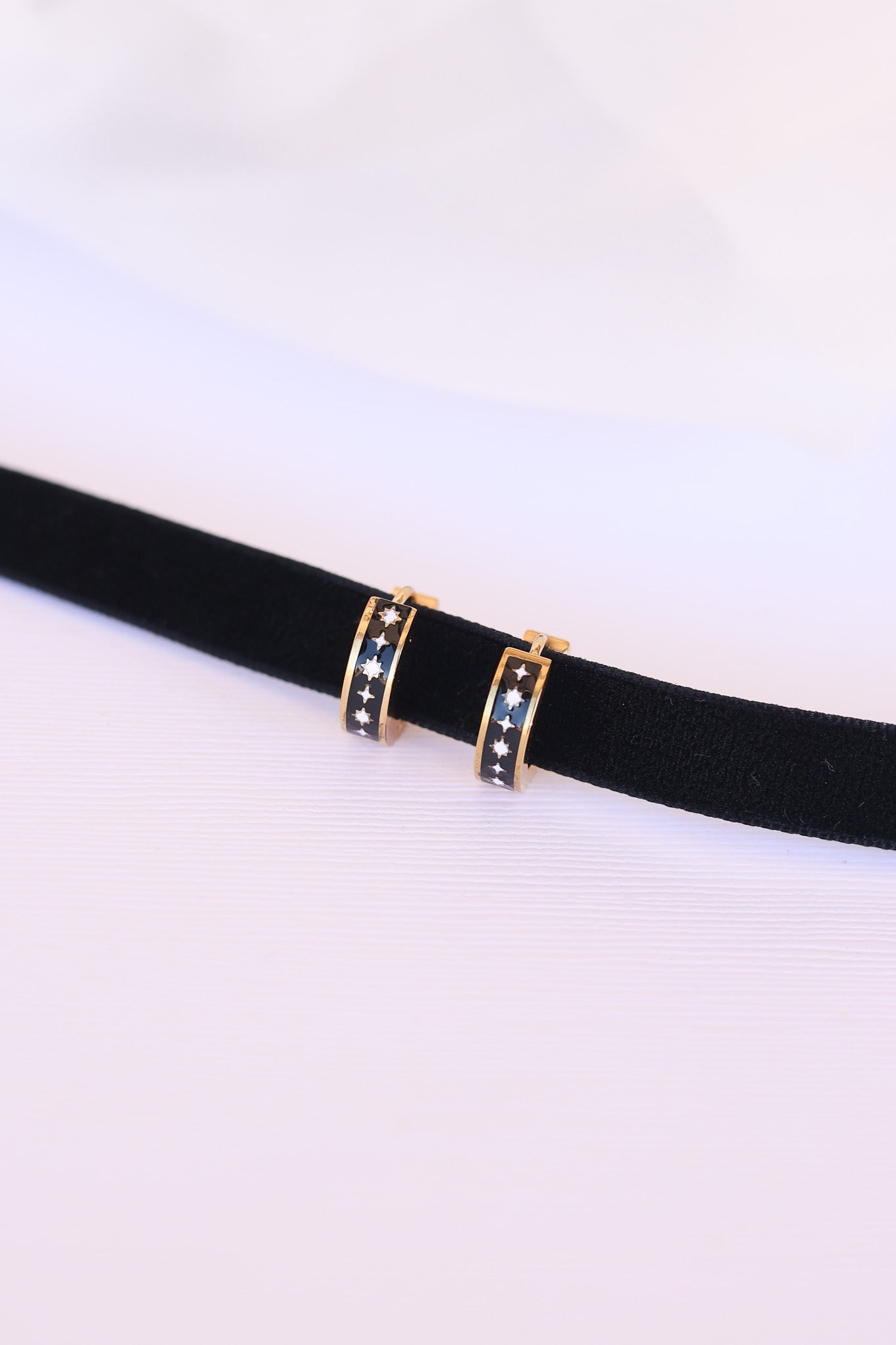 Astara Black Enamel Hoop Earring