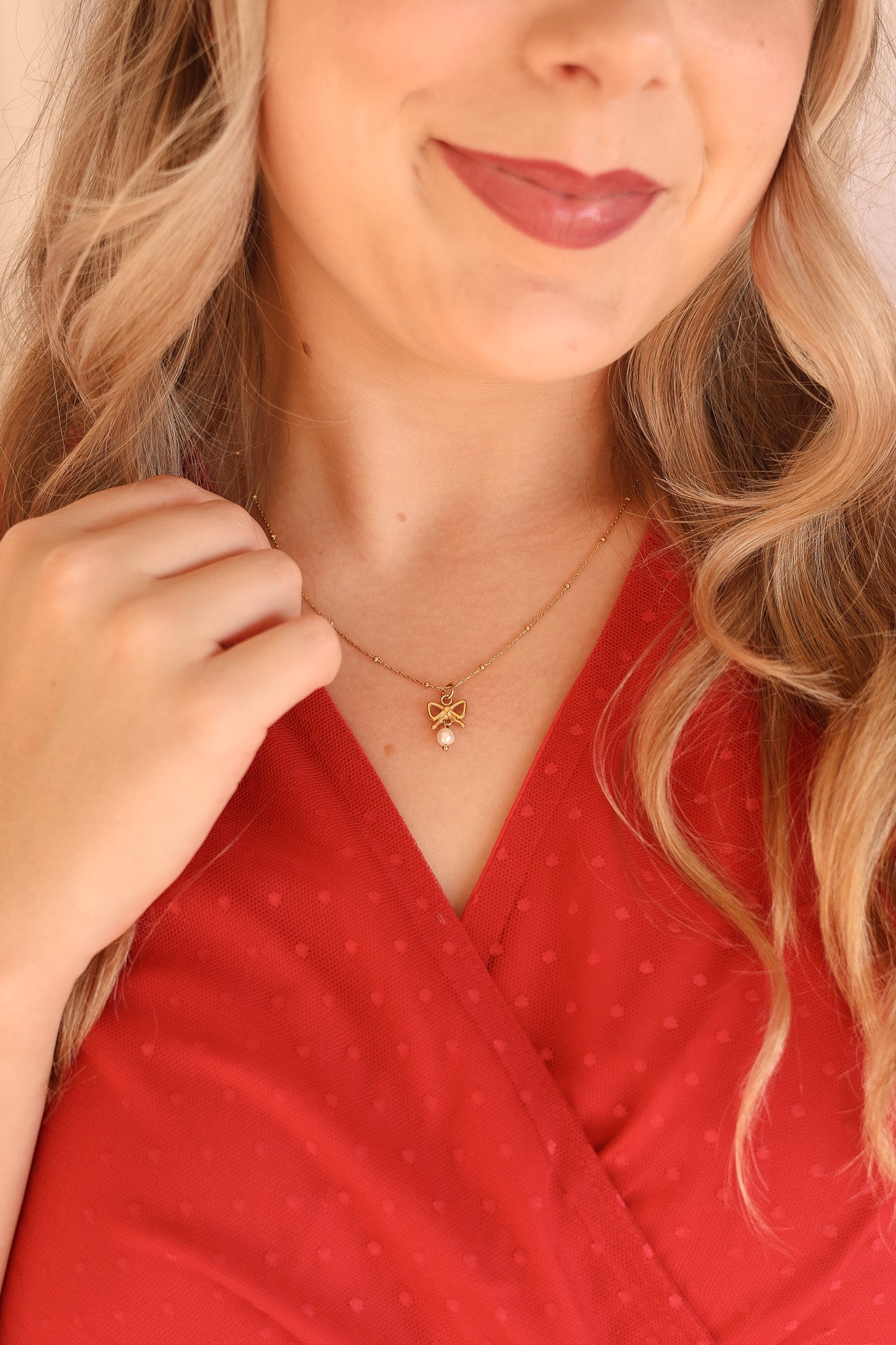 Jane Bow & Pearl Necklace