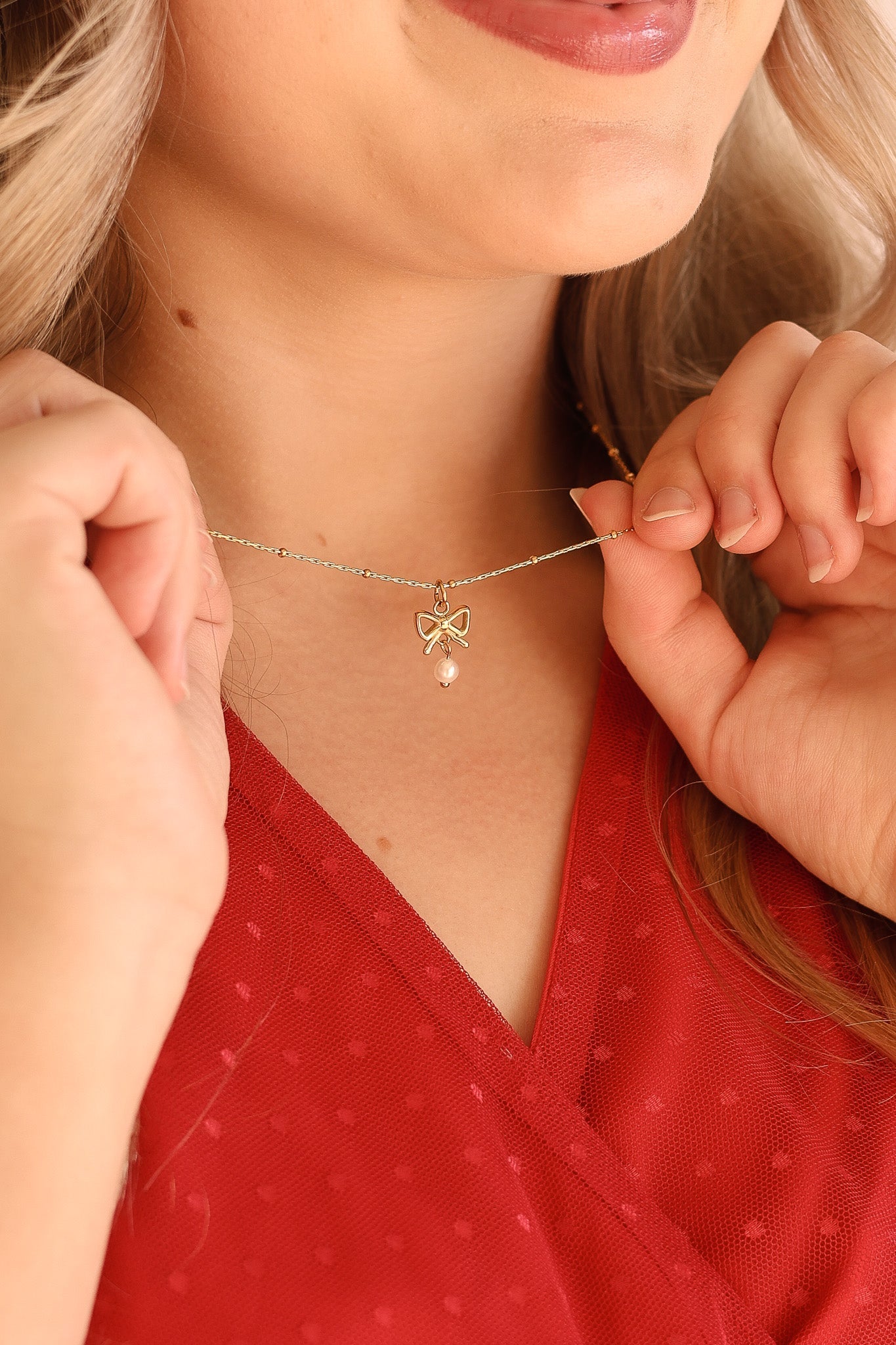 Jane Bow & Pearl Necklace