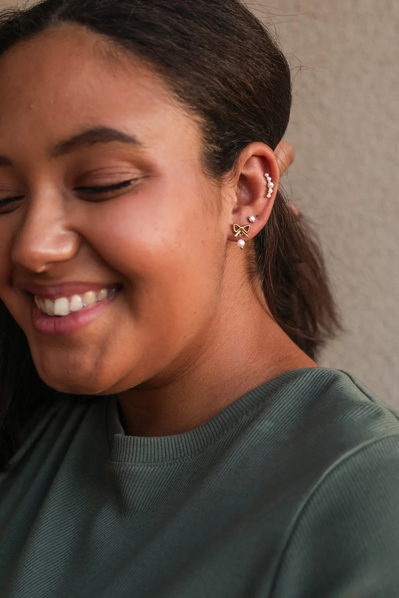 Hepburn Flat Back Pearl Stud Earring