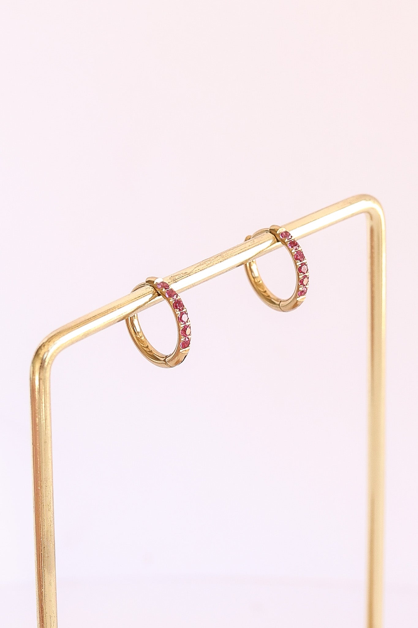 Micro Crystal Hoop Earring in Pink